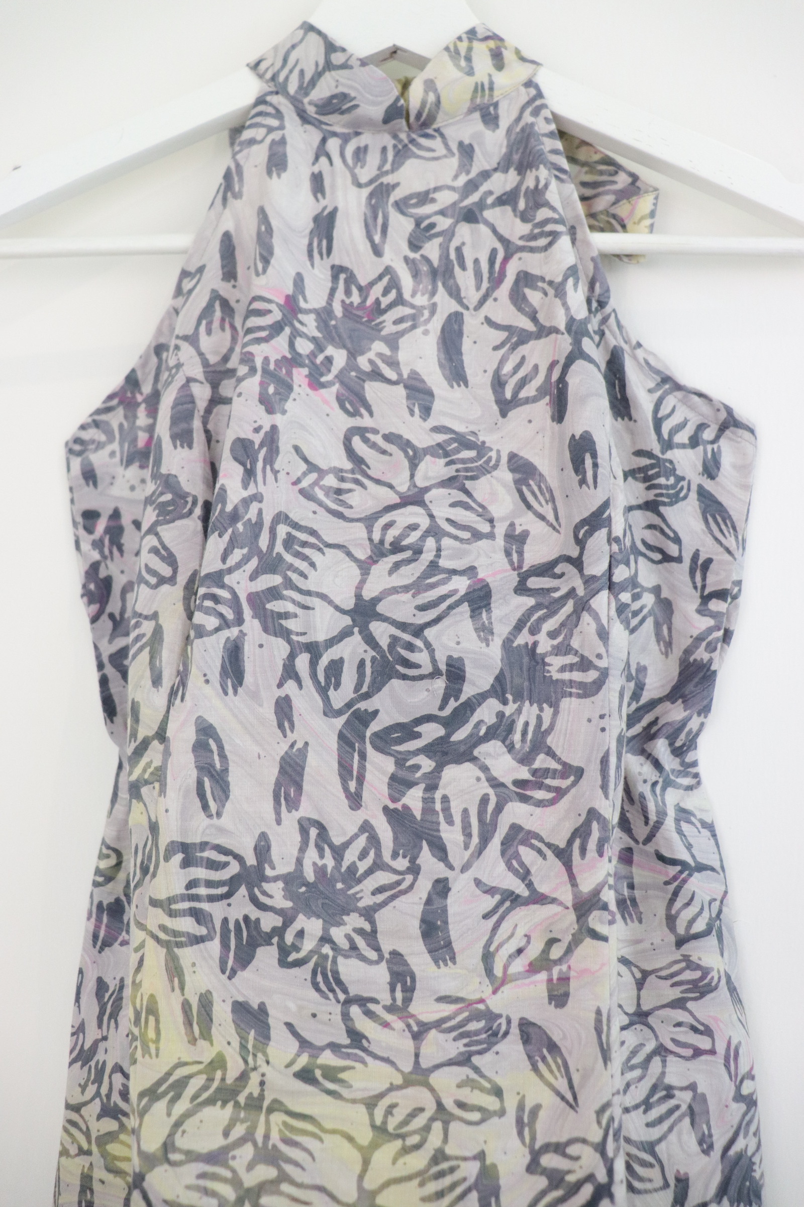 Halter Batik Dress - Ivory Blossom [ HandMade ] [ S ]