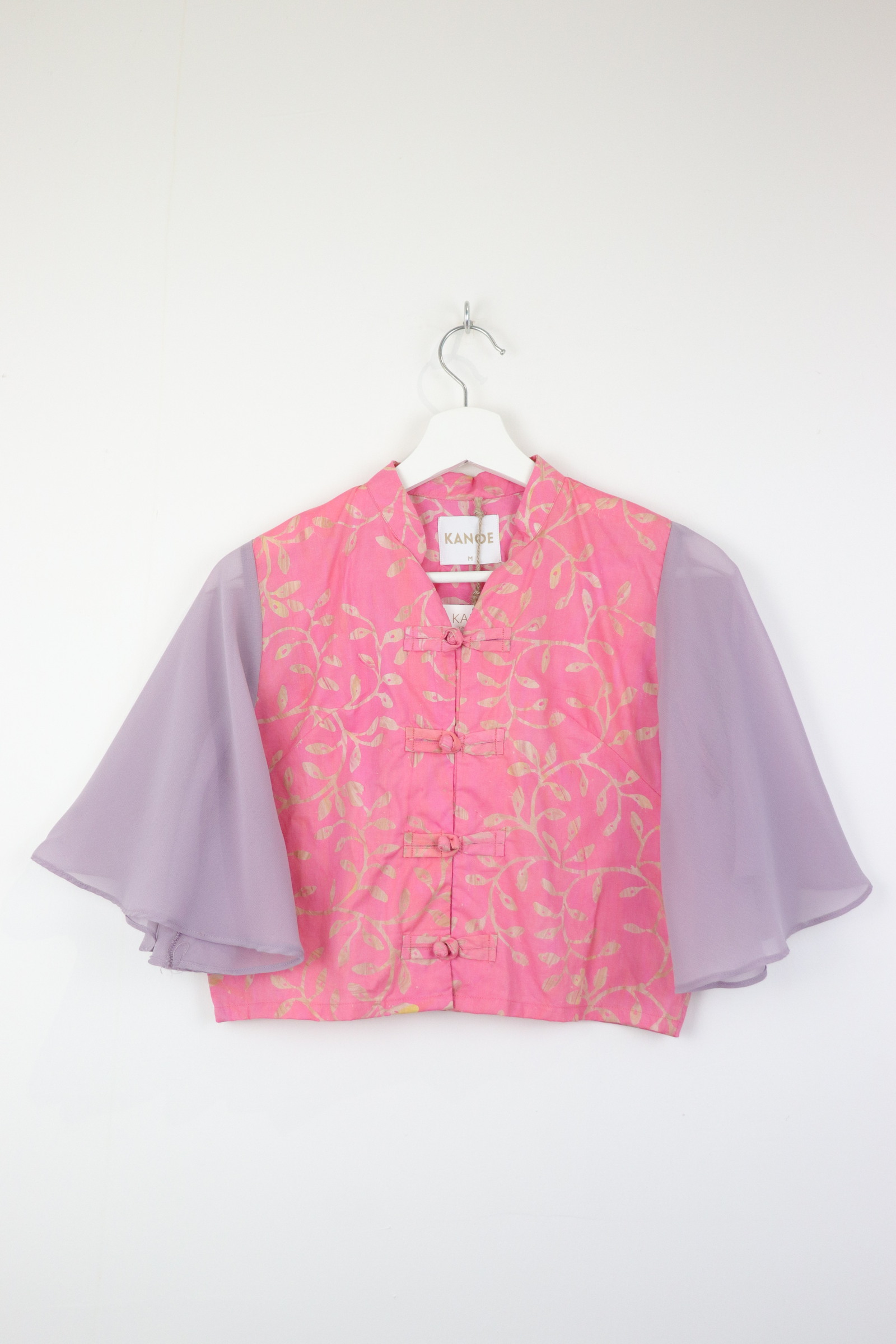 Sheer Sleeve Batik Top - Fusia Forest [ Handmade ] [ M ]