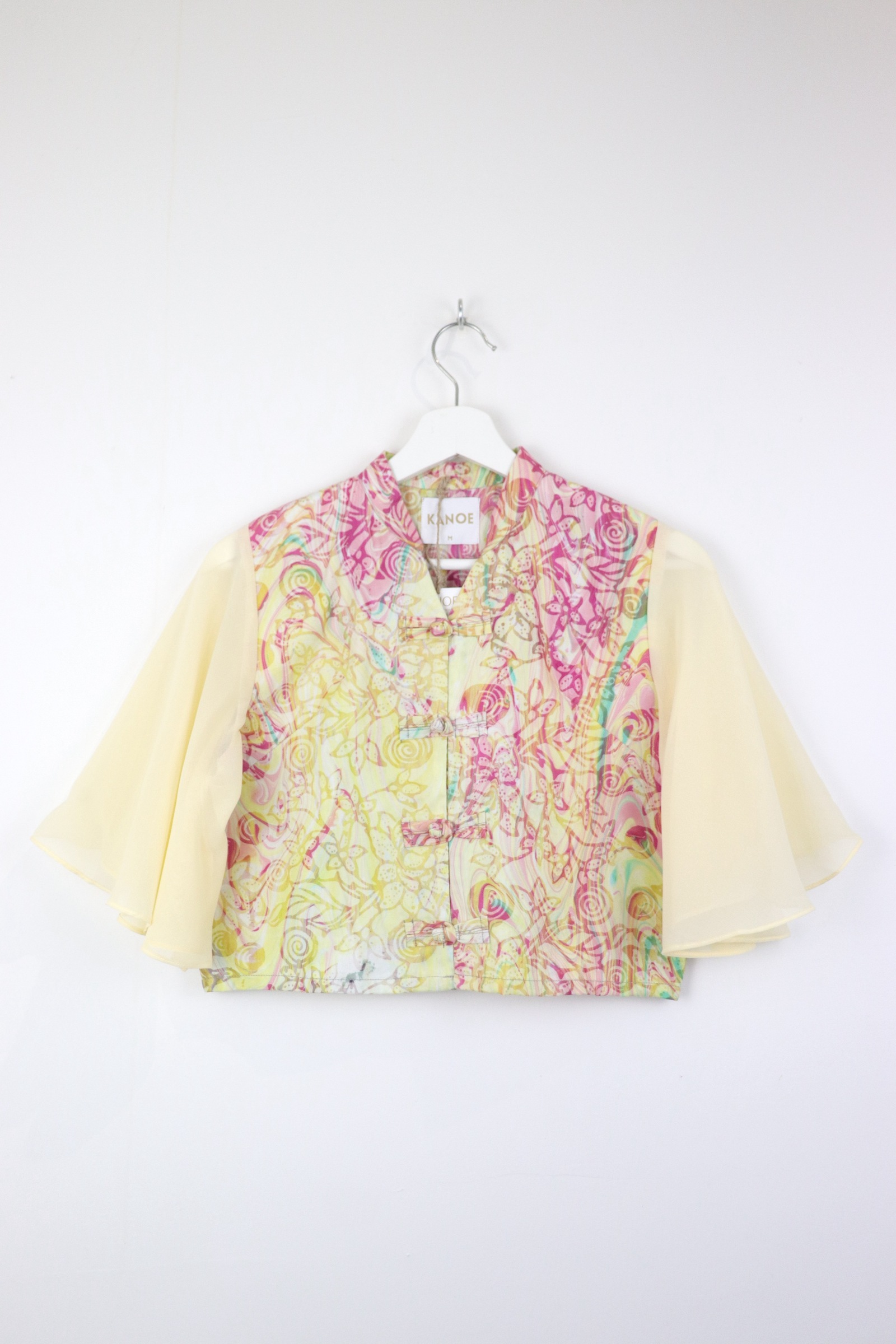 Sheer Sleeve Batik Top - Daffodil Dance [ Handmade ] [ M ]