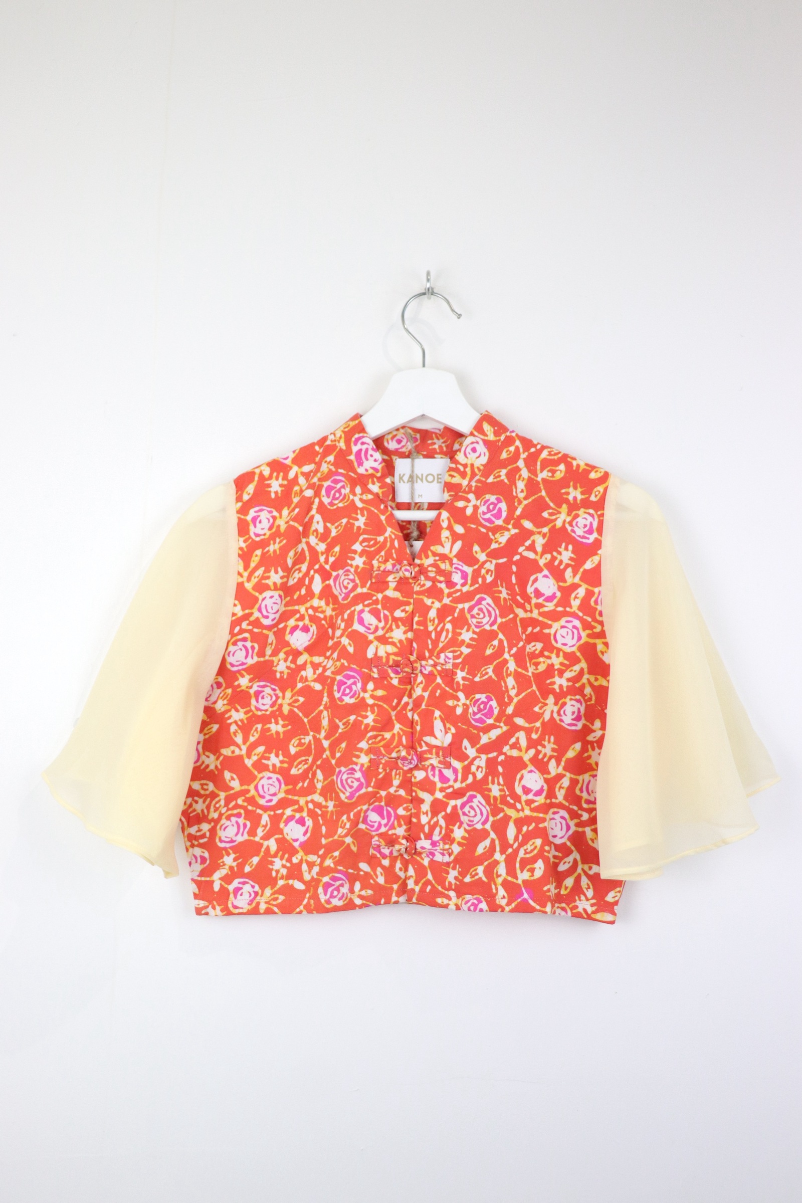 Sheer Sleeve Batik Top - Citrus Smart [ Handmade ] [ M ]