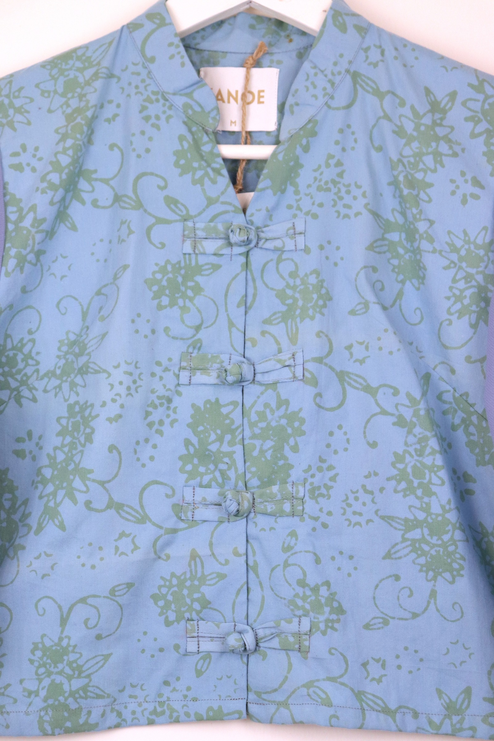 Sheer Sleeve Batik Top - Tranquil Skies [ Handmade ] [ M ]