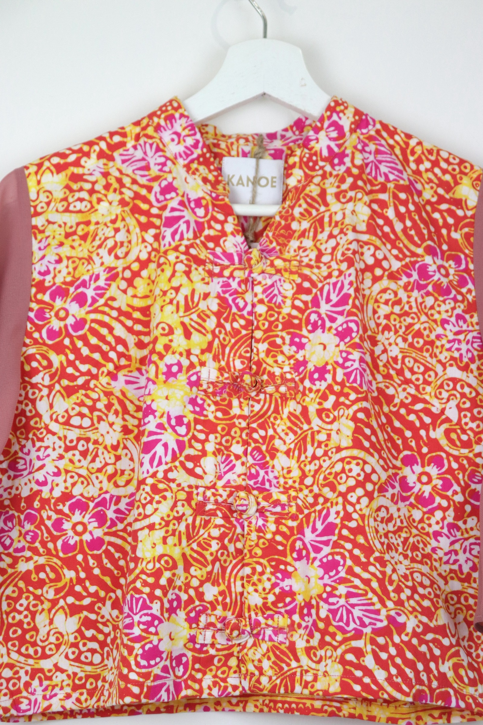 Sheer Sleeve Batik Top - Marmalade Rose [ Handmade ] [ L ]