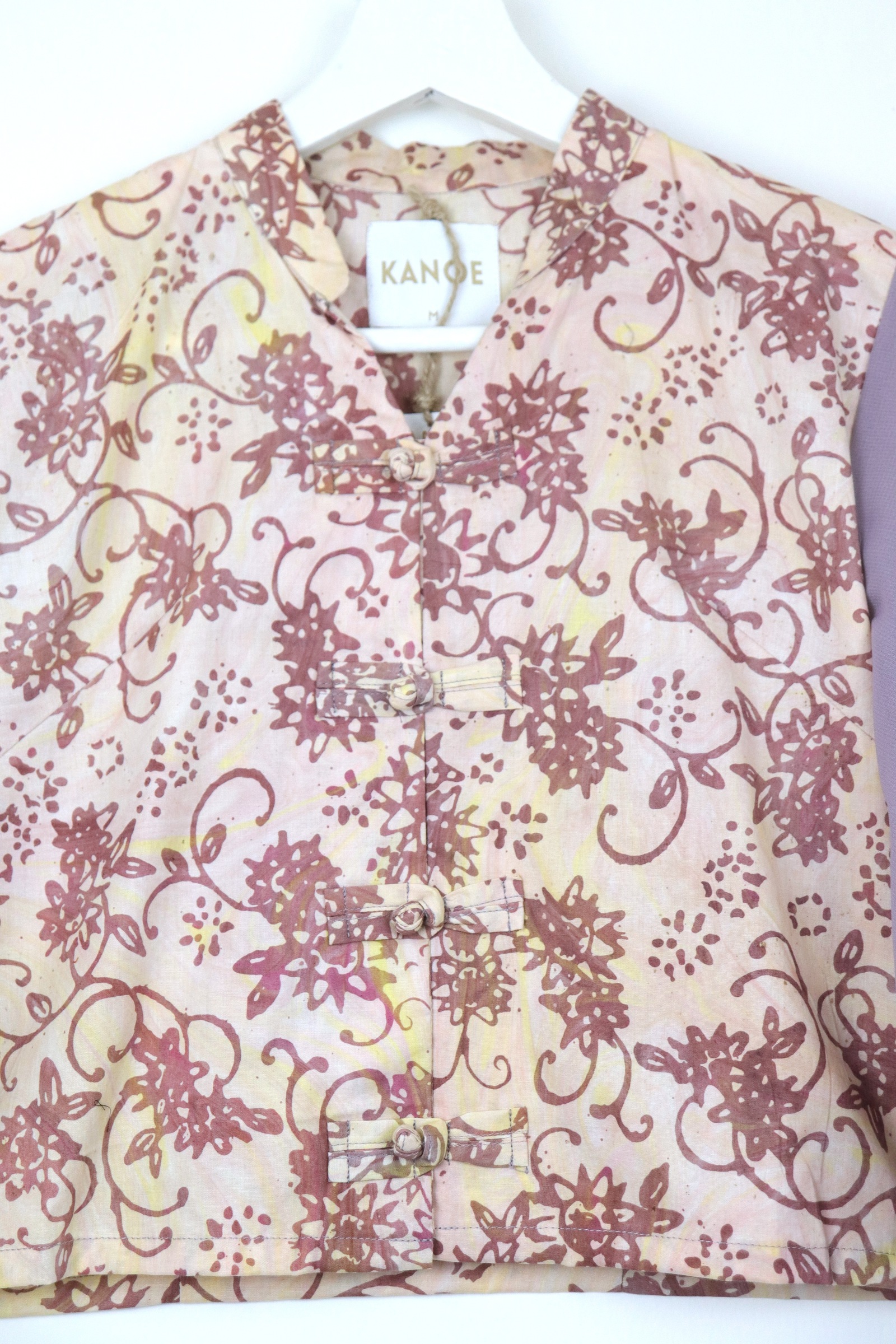 Sheer Sleeve Batik Top - Amethyst Gray [ Handmade ] [ M ]