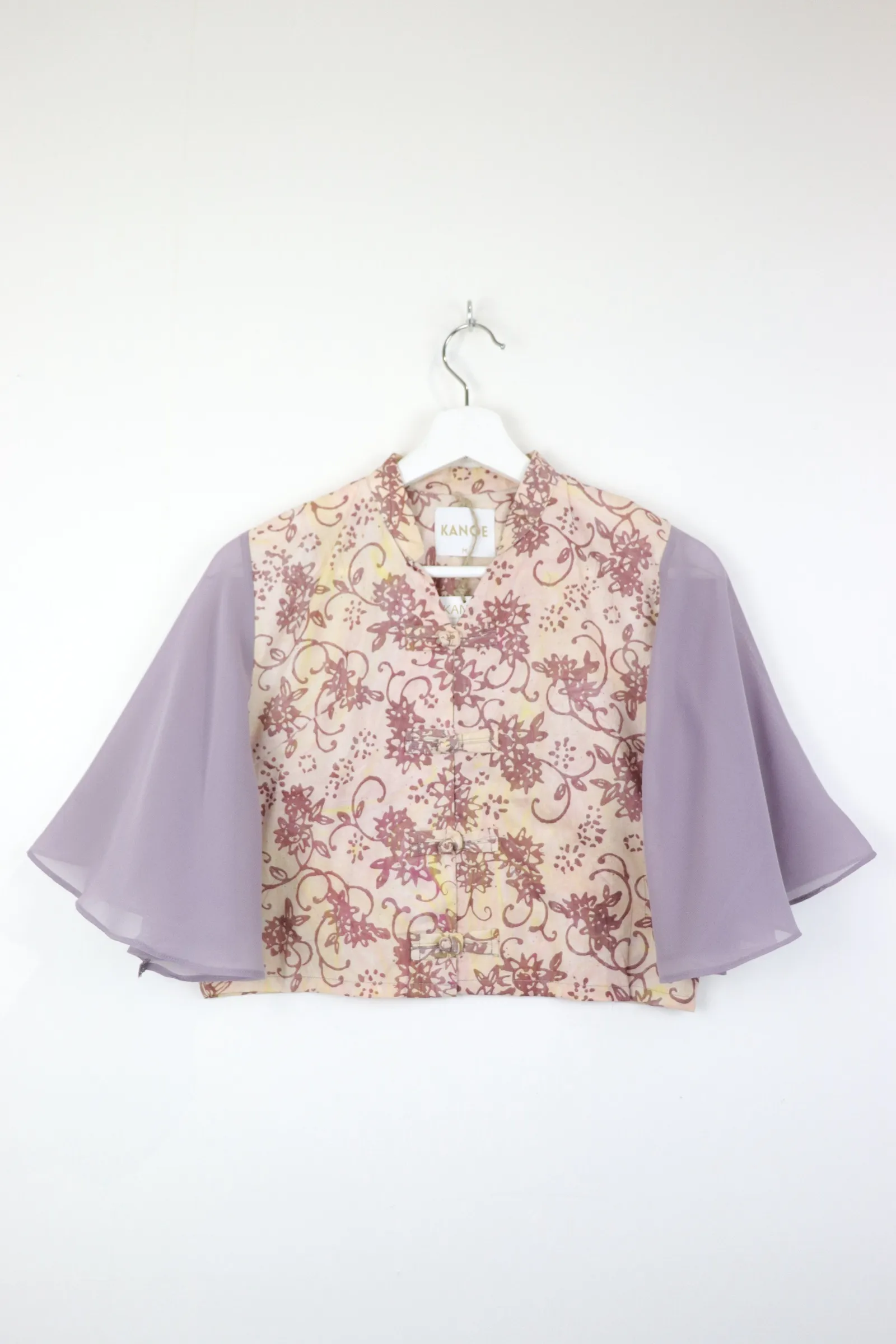 Sheer Sleeve Batik Top - Amethyst Gray [ Handmade ] [ M ]