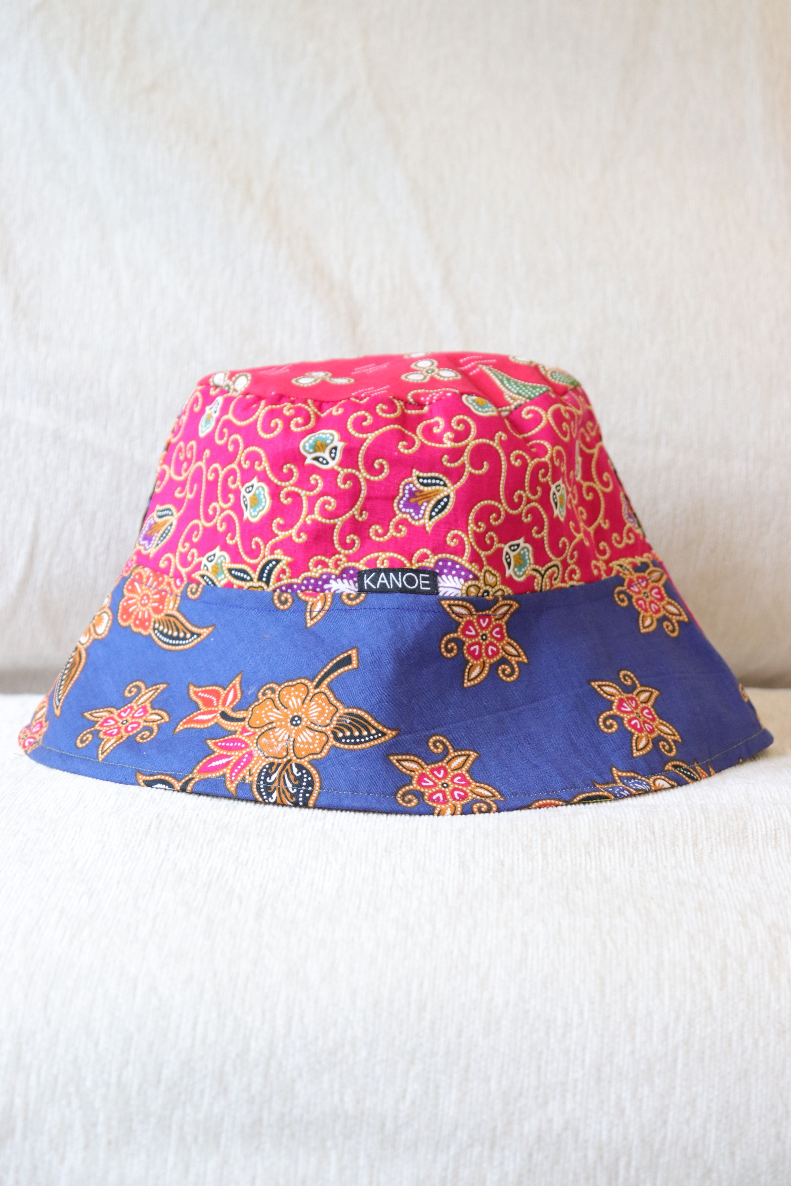 Patchwork Batik Bucket Hat Wide Brim - Fuchsia Love 