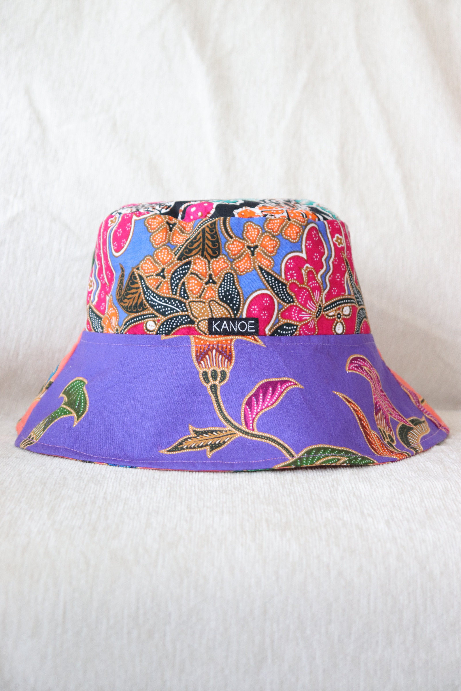 Patchwork Batik Bucket Hat Wide Brim - Scarlet Dream