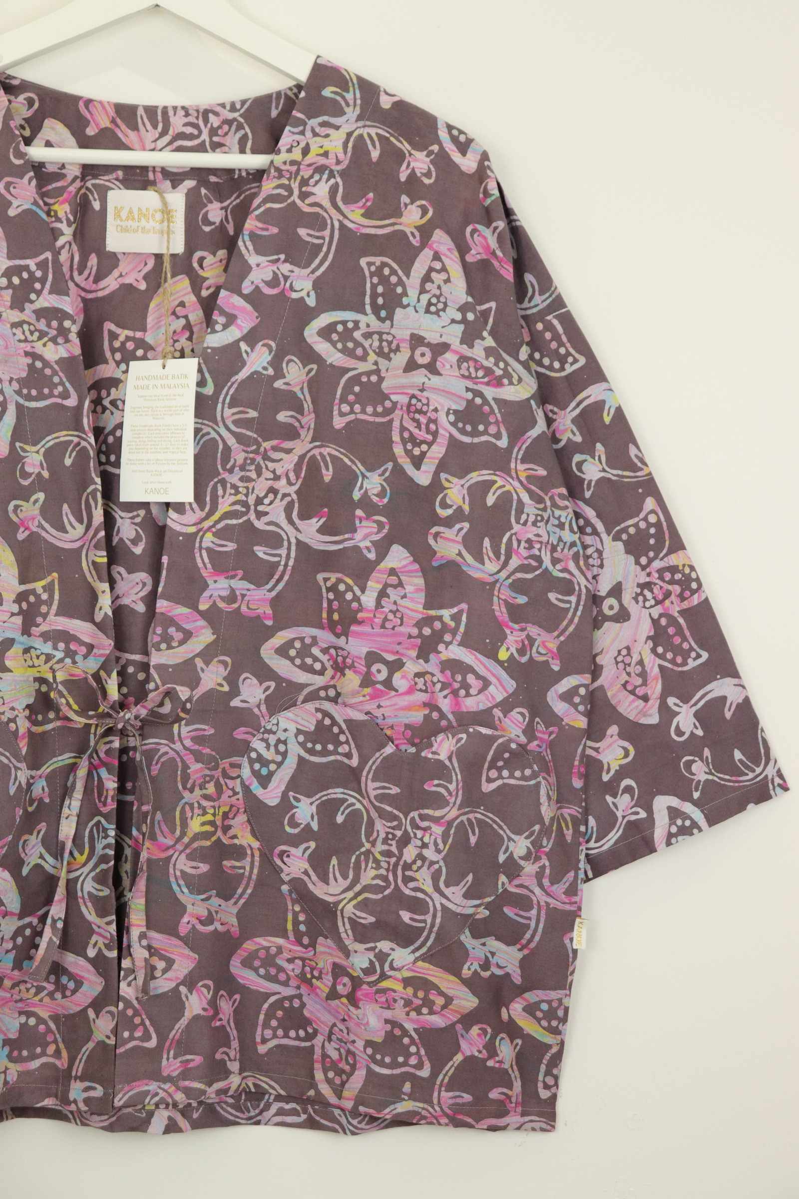 Kimono Basic Heart Pockets - Cocoa Embrace [ Handmade ]