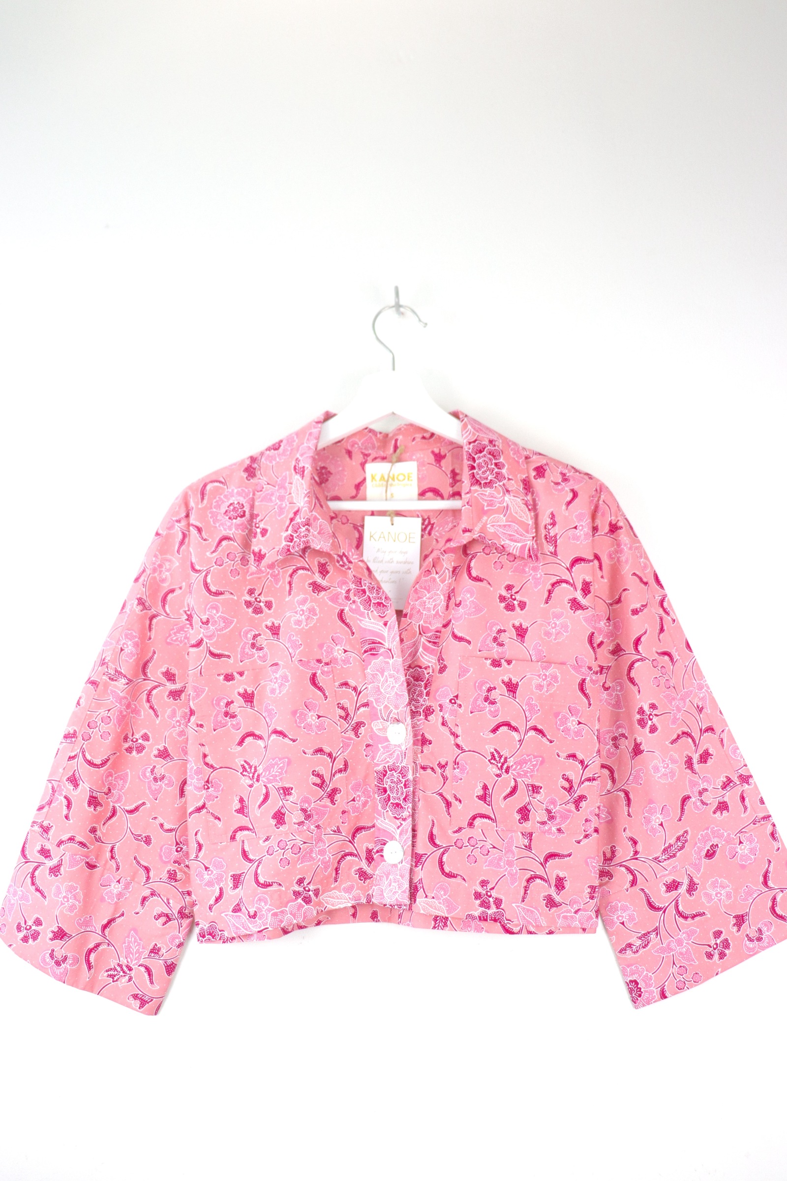 Utilitarian Cropped Batik Shirt - Blush Of Spring