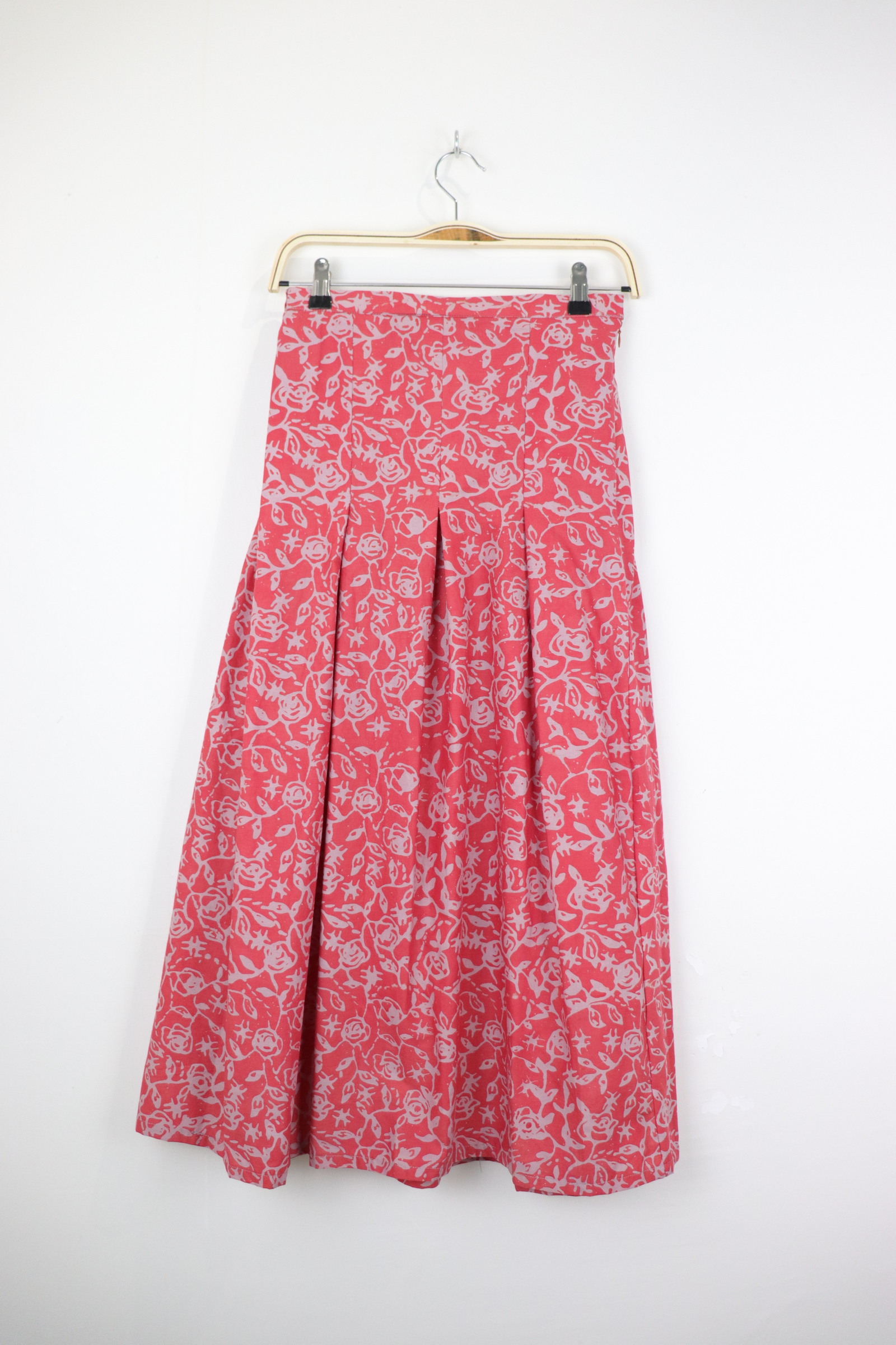 Batik Pleated Skirt - Cherry Haze [HandMade] [ M ]