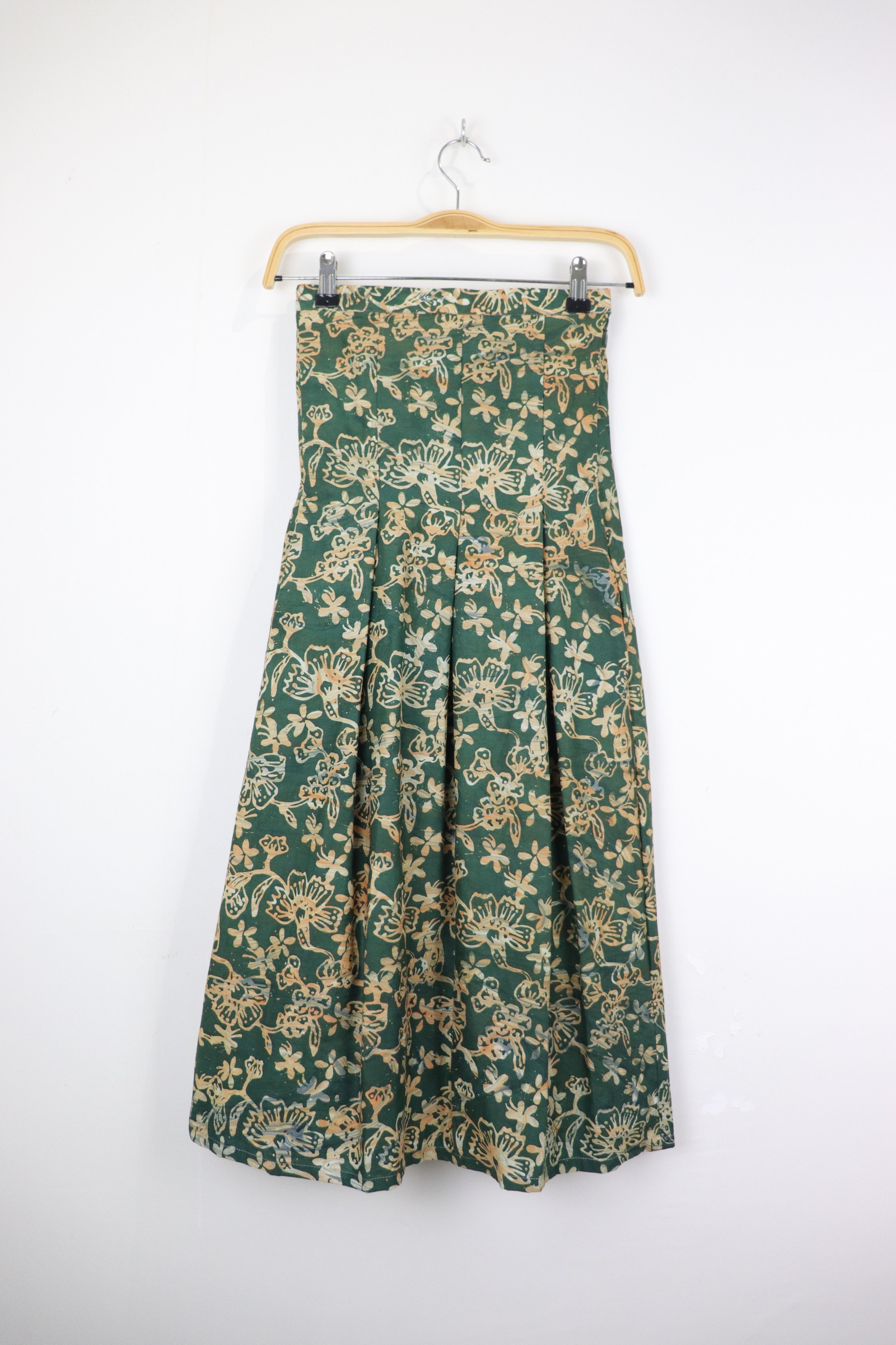 Batik Pleated Skirt - Olive Veil [HandMade]