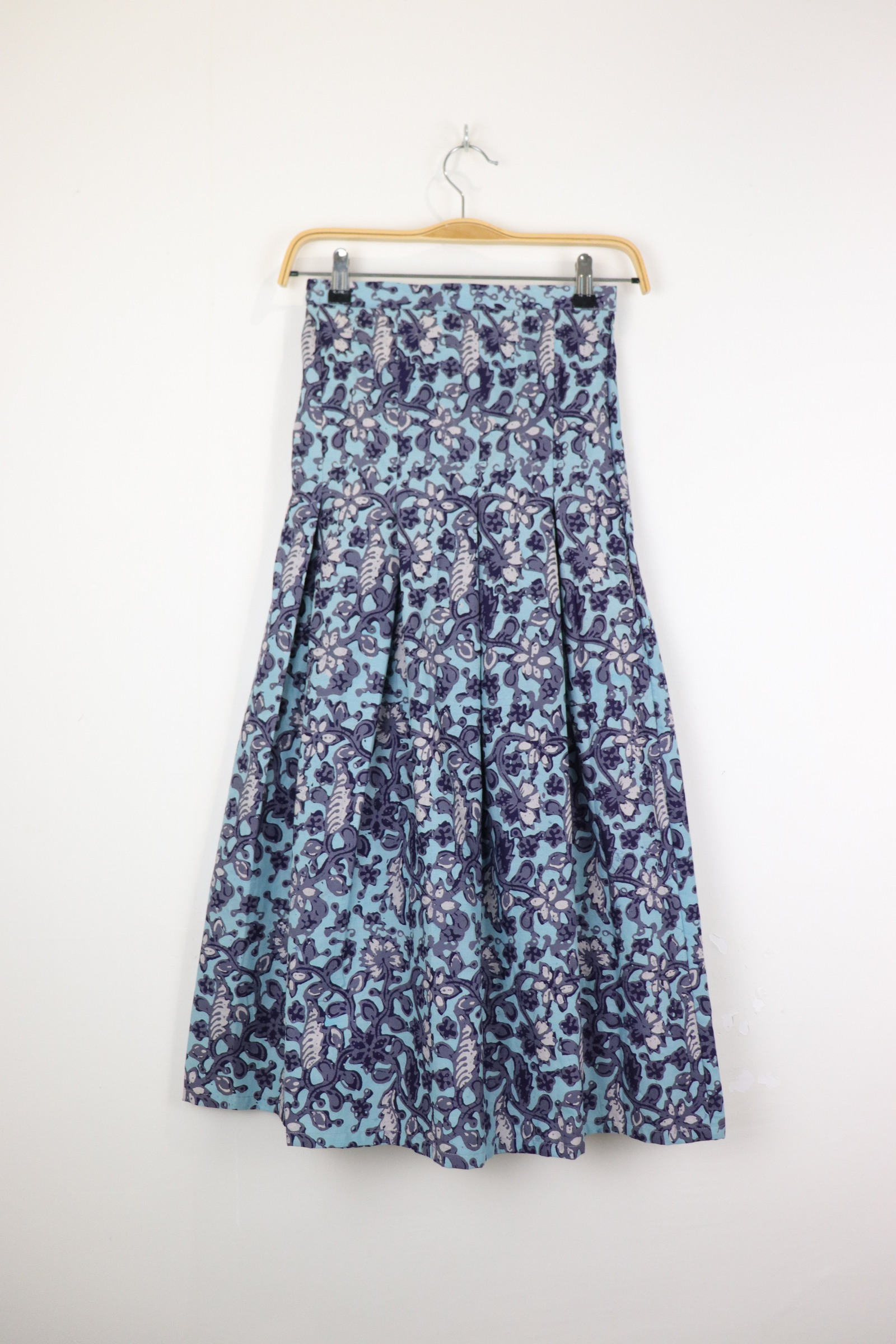 Batik Pleated Skirt - Azure Veil [HandMade] [ S ]