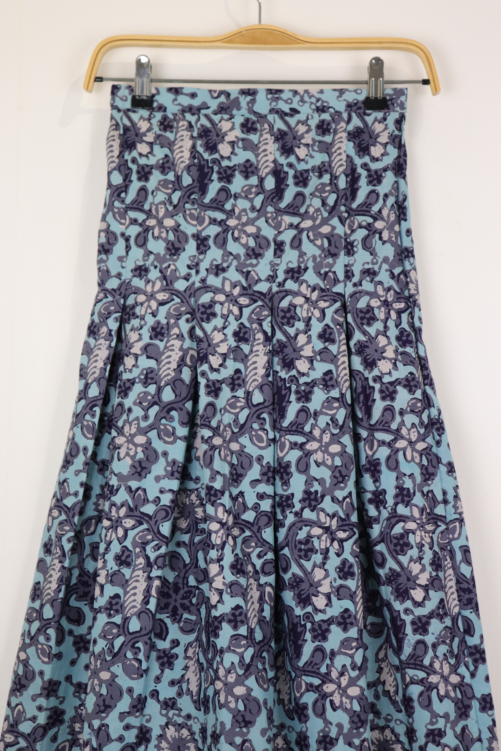 Batik Pleated Skirt - Azure Veil [HandMade] [ S ]