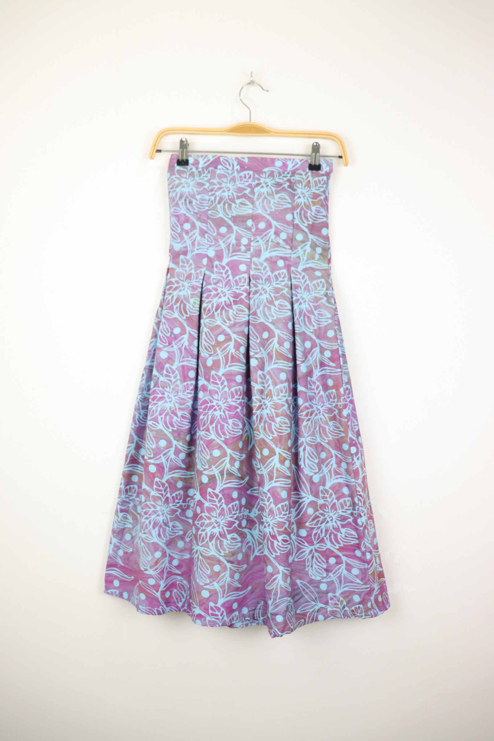 Batik Pleated Skirt - Lavender Tide [HandMade]