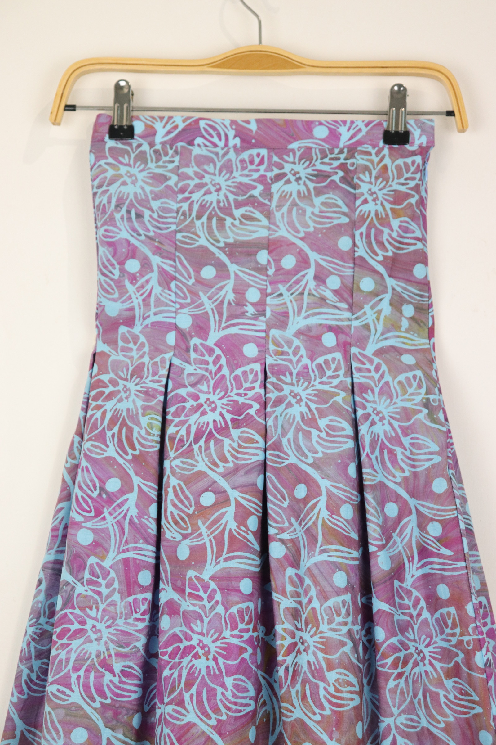 Batik Pleated Skirt - Lavender Tide [HandMade]