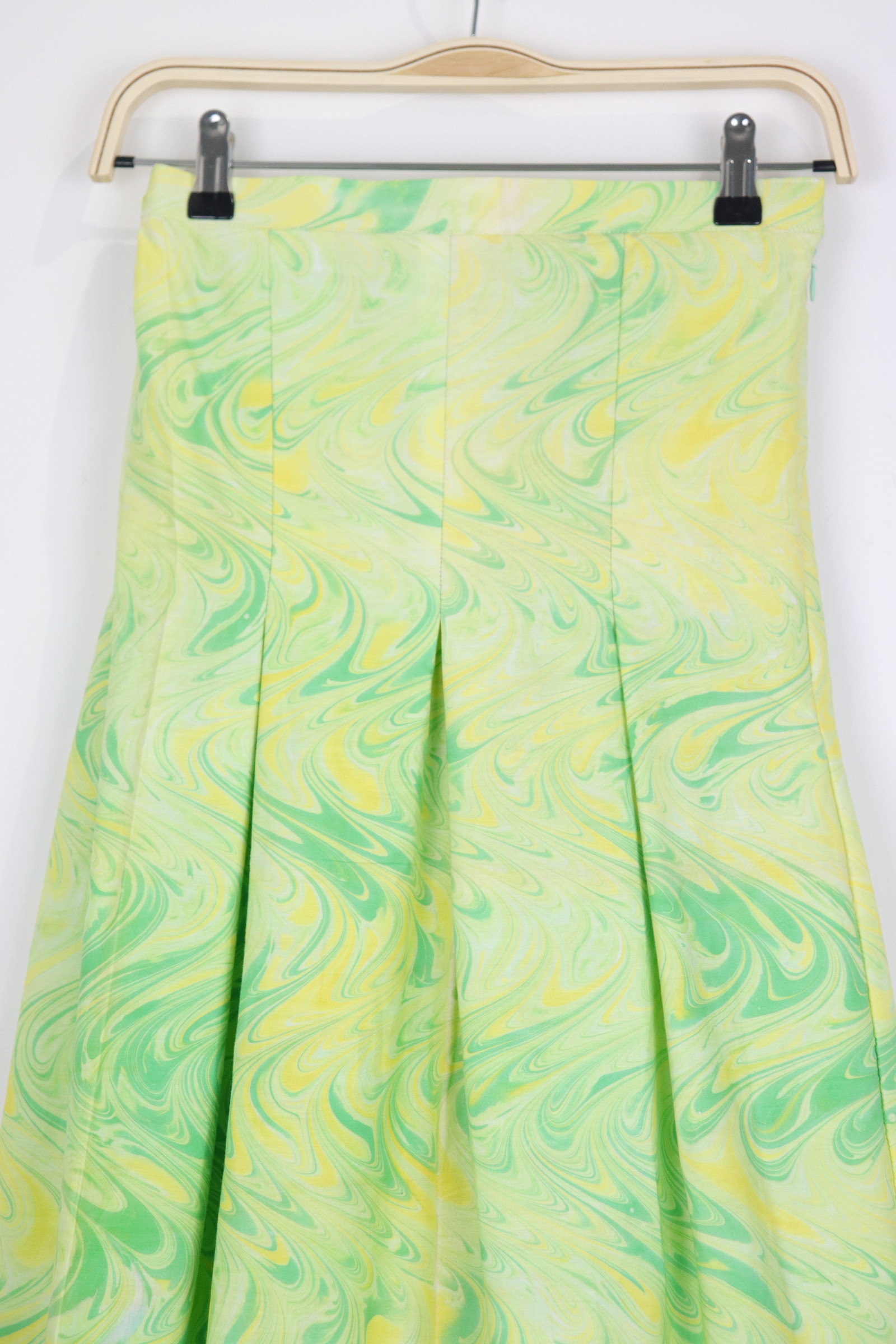 Batik Pleated Skirt - Lime Glow [HandMarbled]