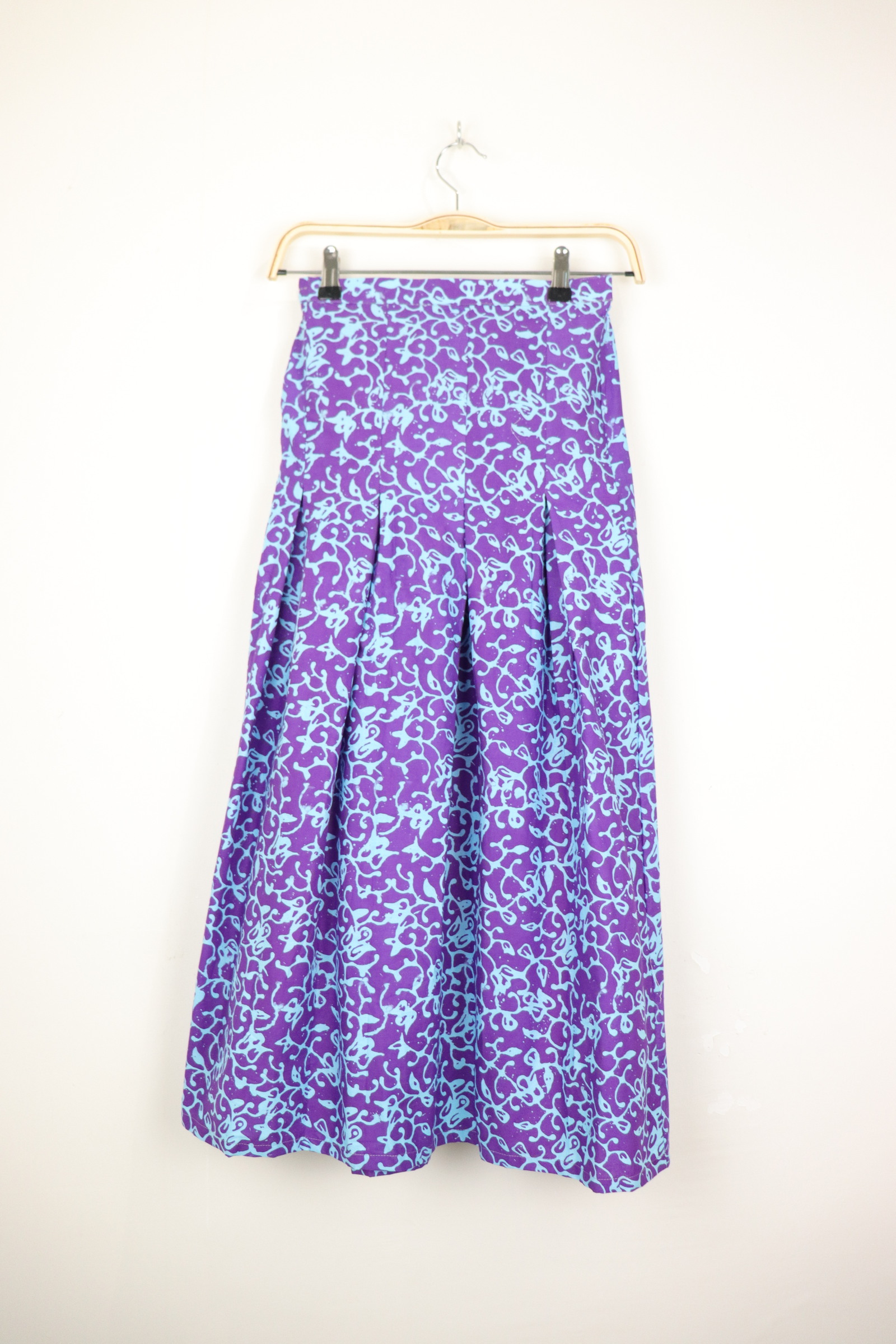 Batik Pleated Skirt - Sapphire Blossom [HandMade]