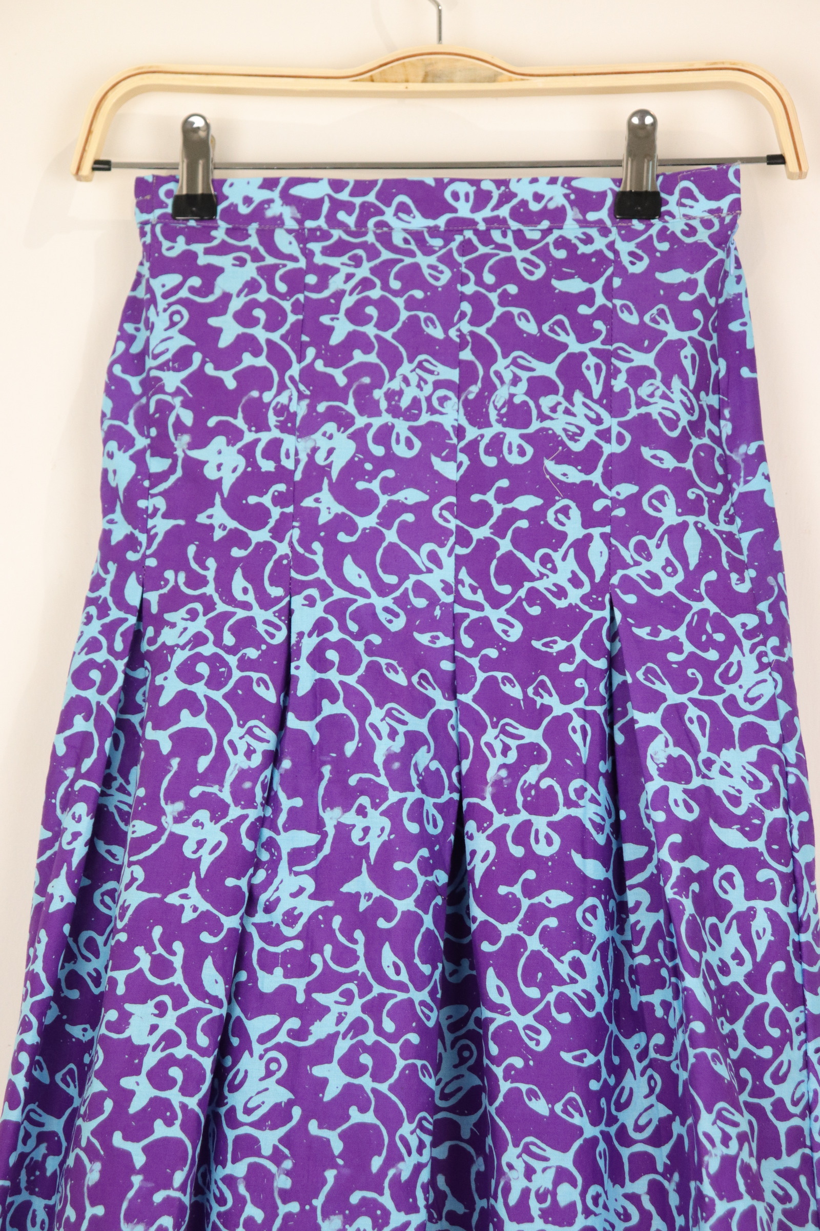 Batik Pleated Skirt - Sapphire Blossom [HandMade]