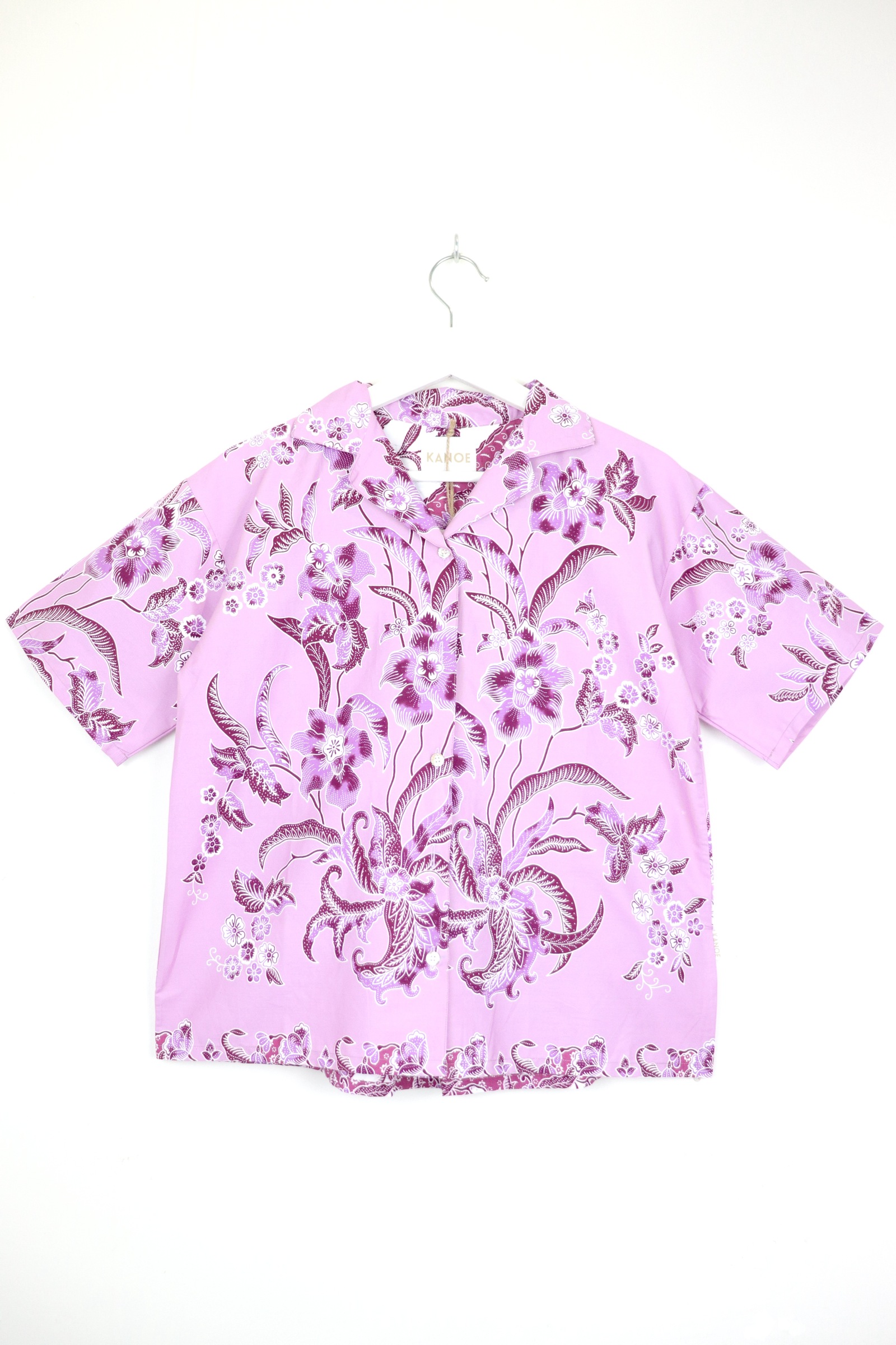 Women's Open Collar Batik Shirt - Violet Dew