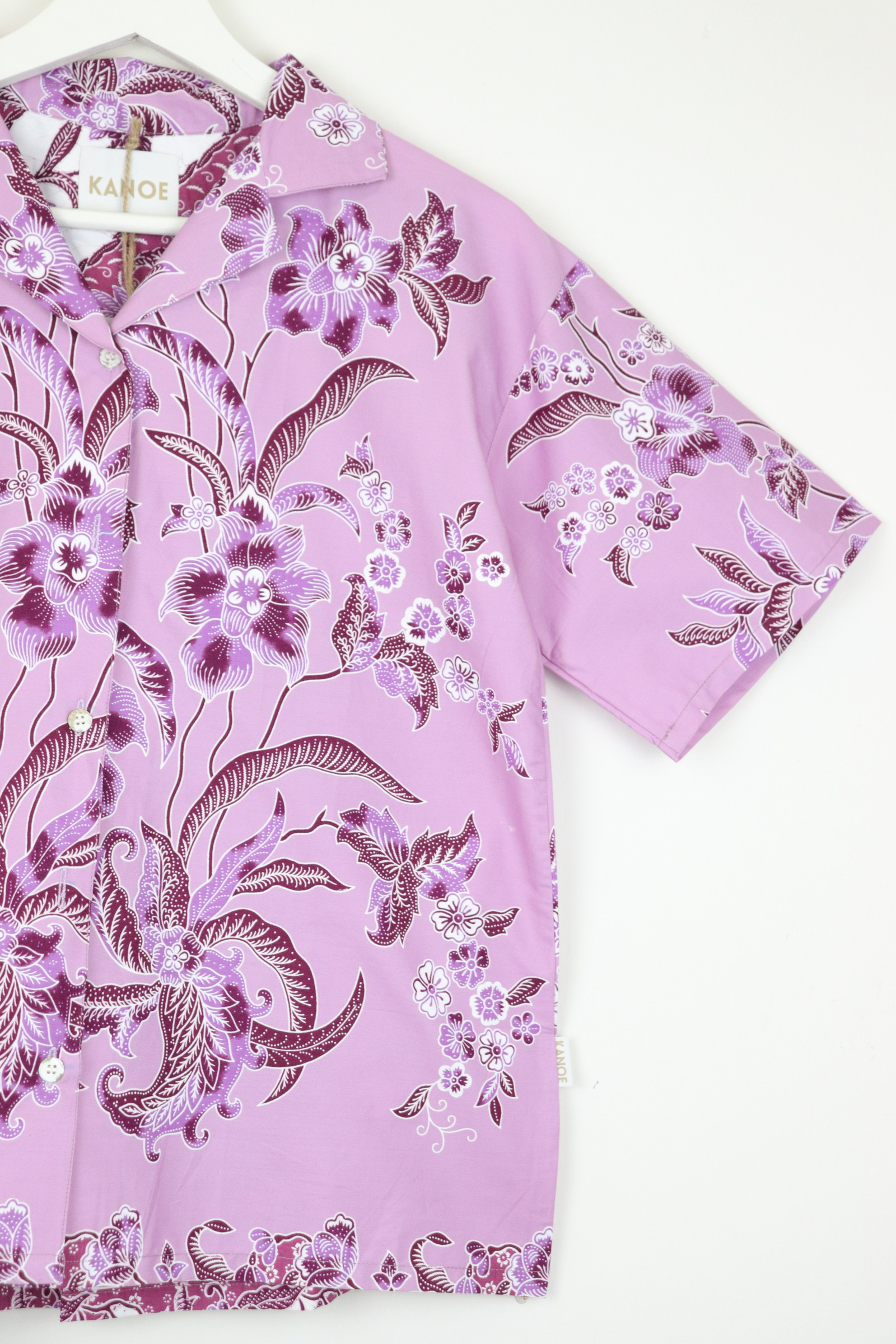 Women's Open Collar Batik Shirt - Violet Dew