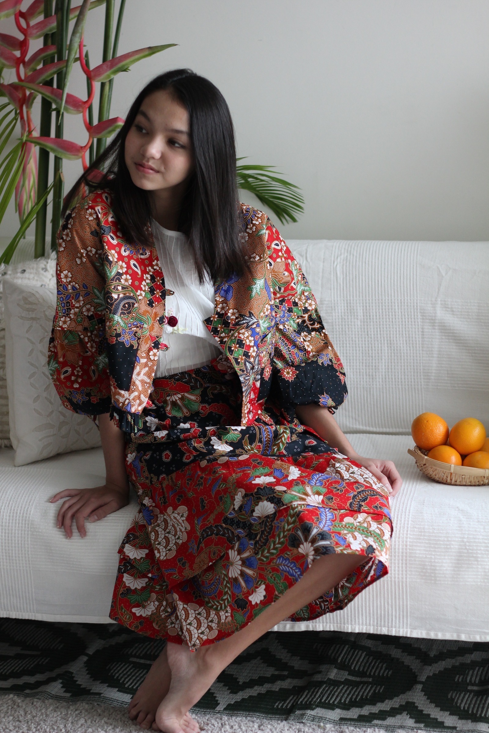 Batik Cropped Jacket - Flaming Fire