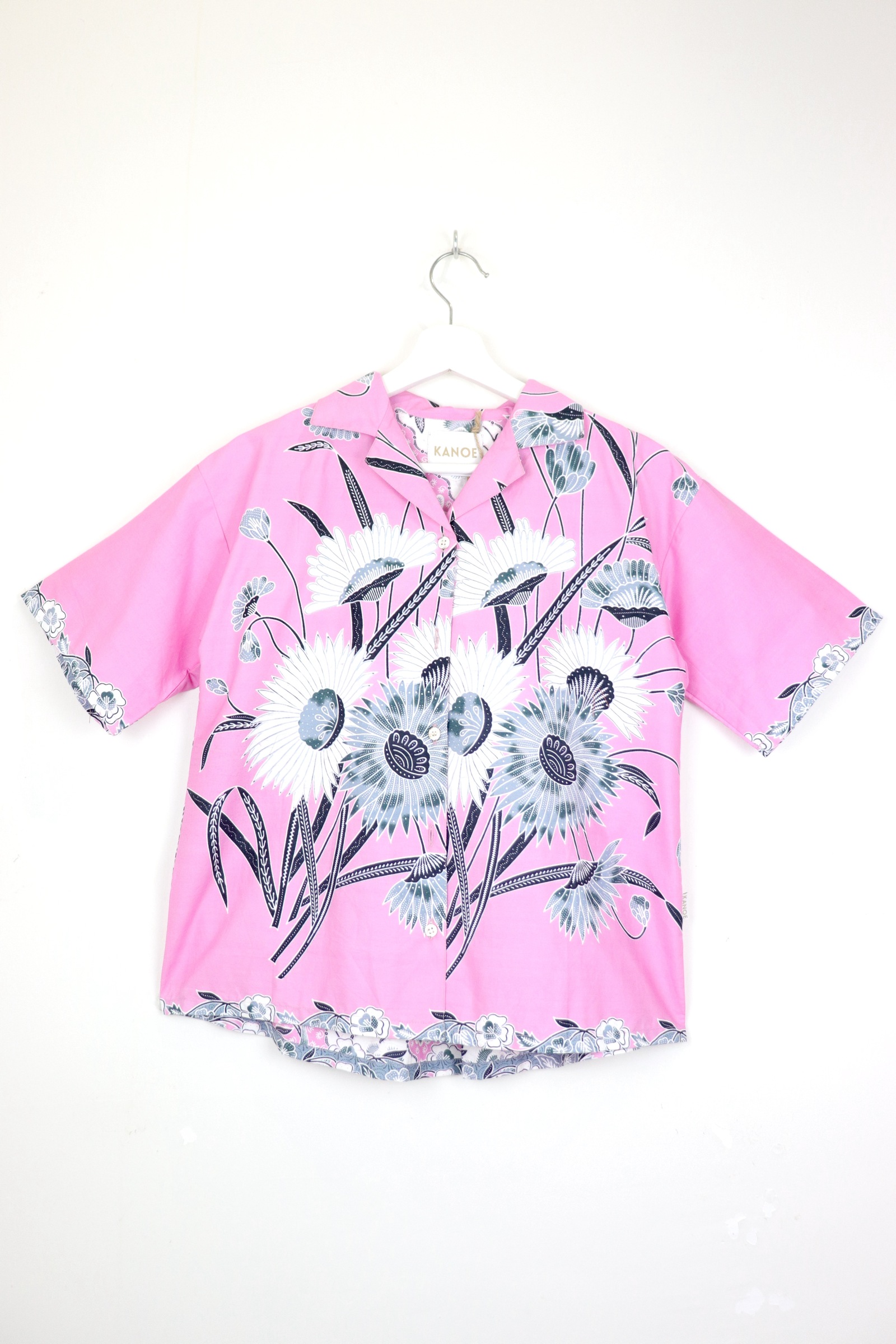 Women's Open Collar Batik Shirt - Blush Rain [ S ]