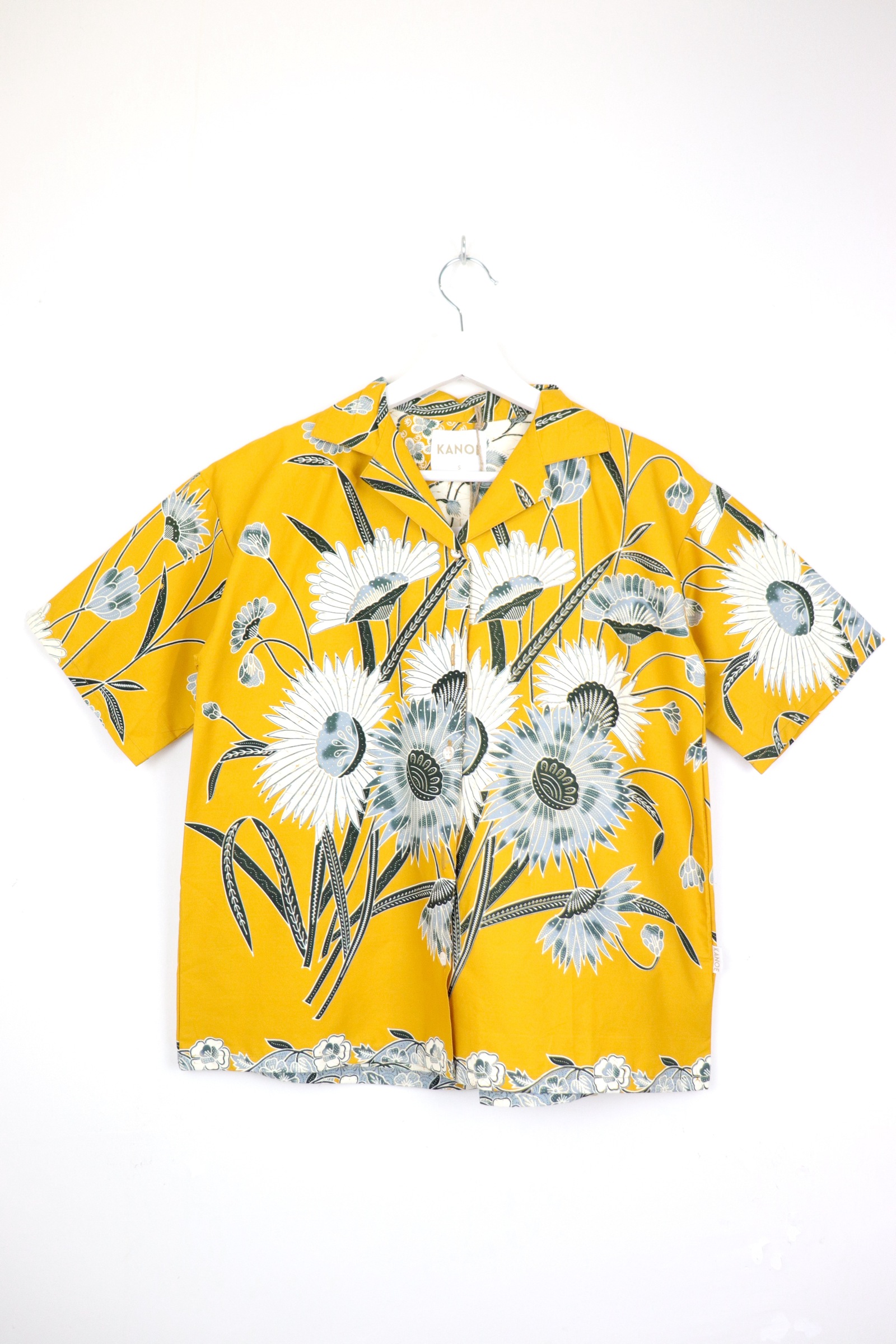 Women's Open Collar Batik Shirt - Lemon Mirage
