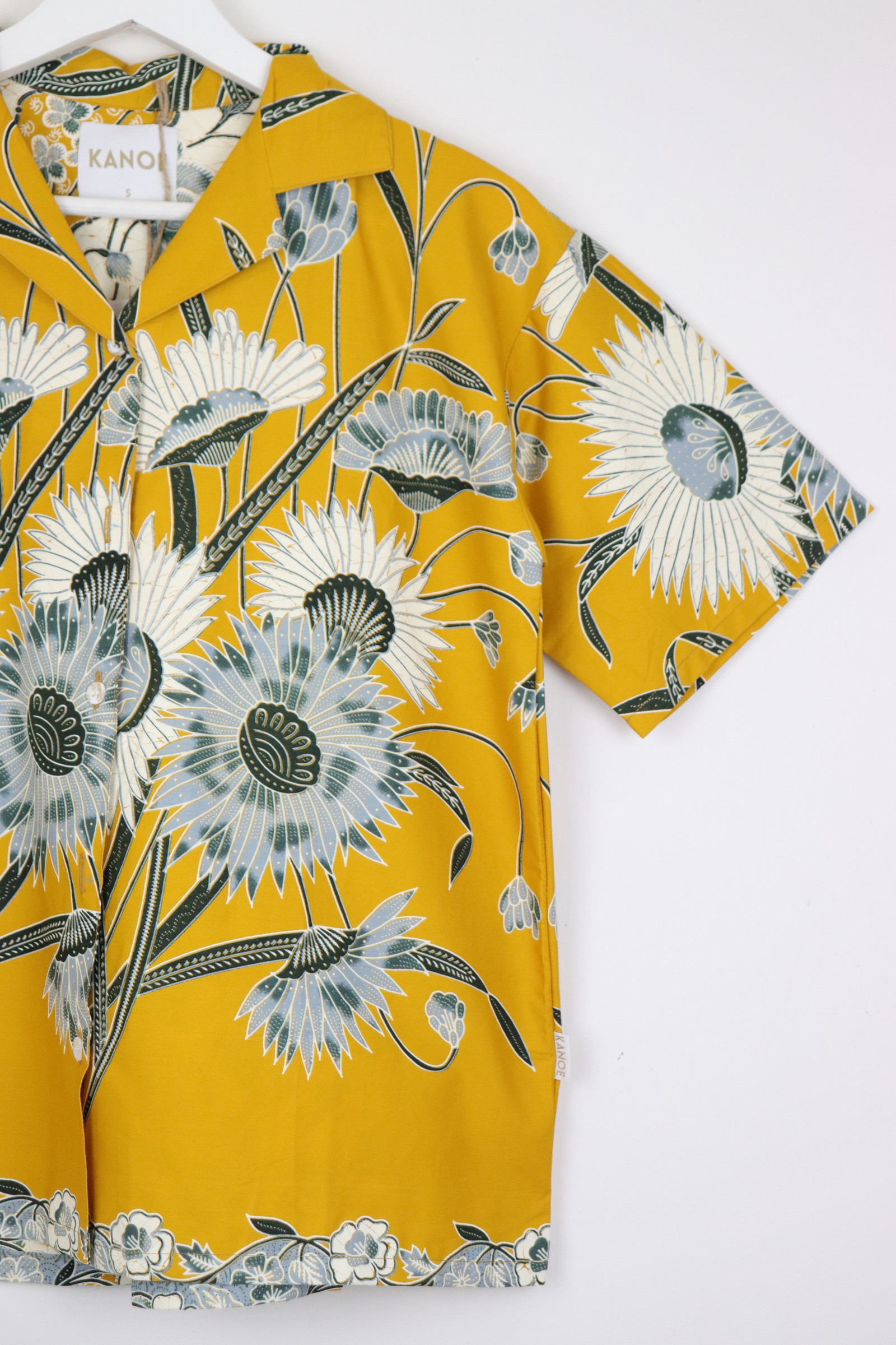 Women's Open Collar Batik Shirt - Lemon Mirage