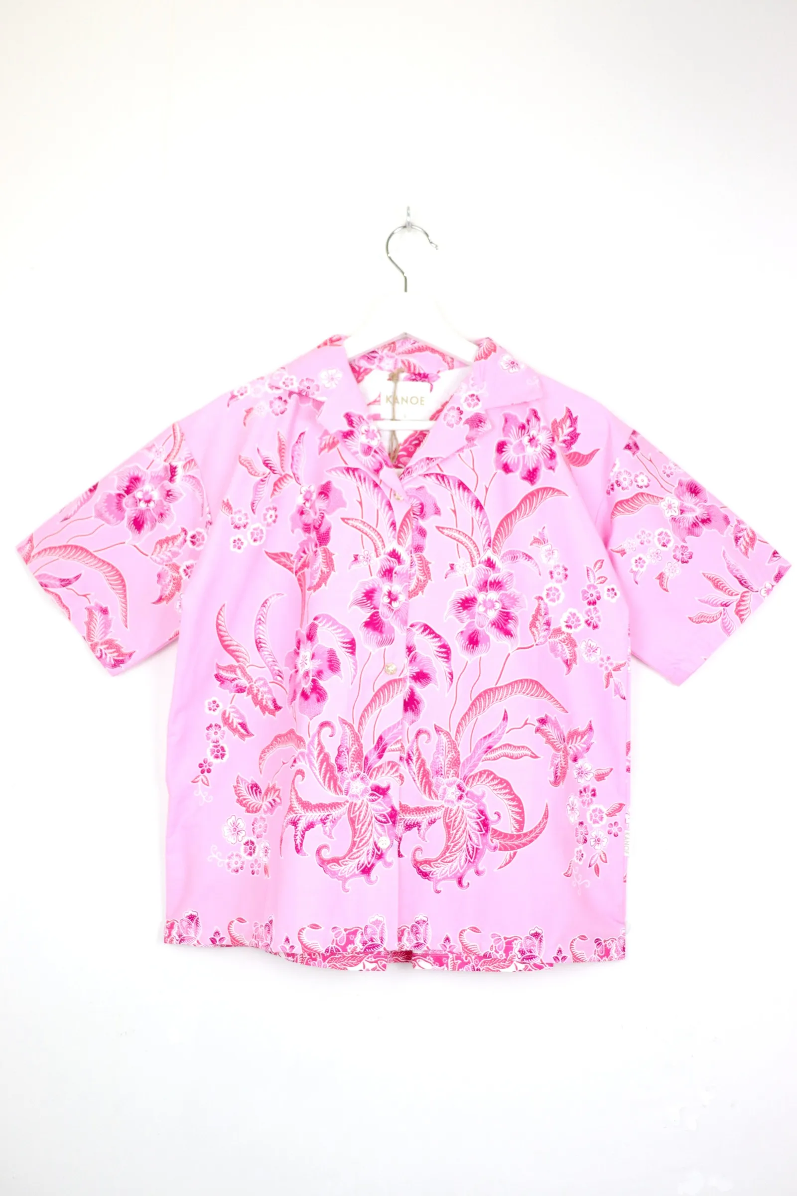 Women's Open Collar Batik Shirt - Sakura Flow