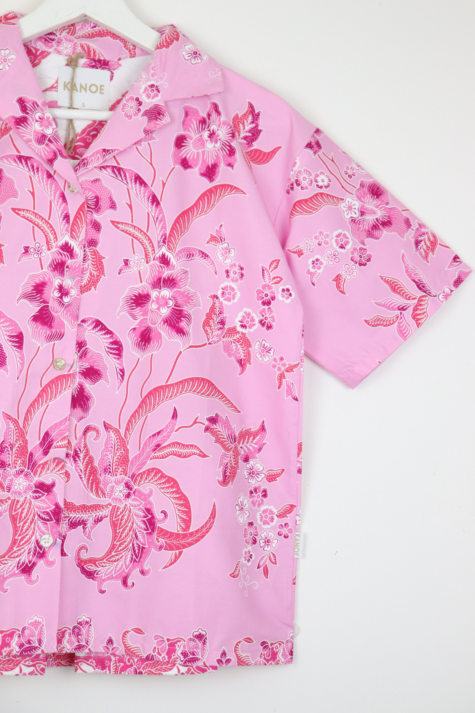 Women's Open Collar Batik Shirt - Sakura Flow