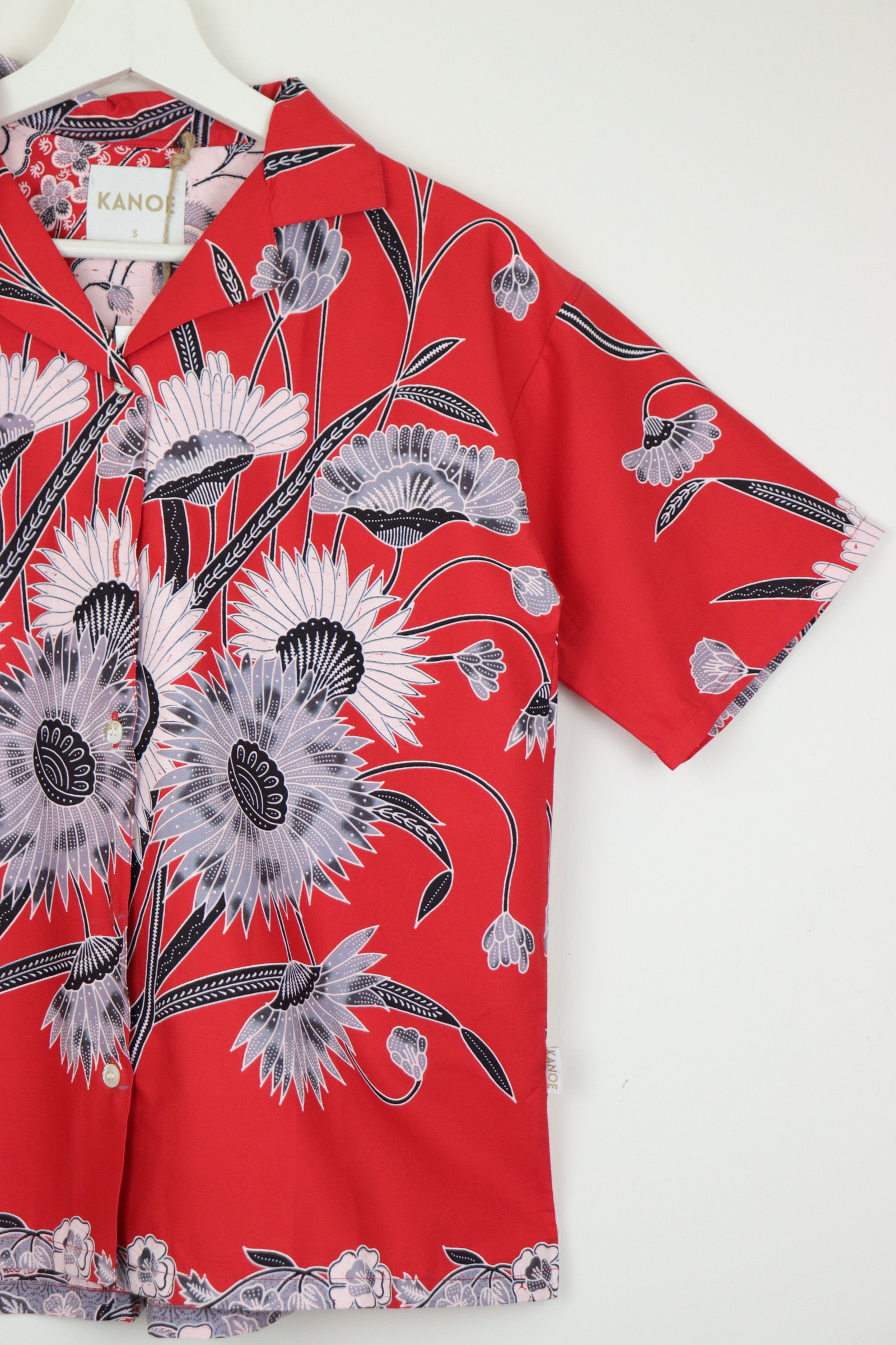 Women's Open Collar Batik Shirt - Ruby Whisper 