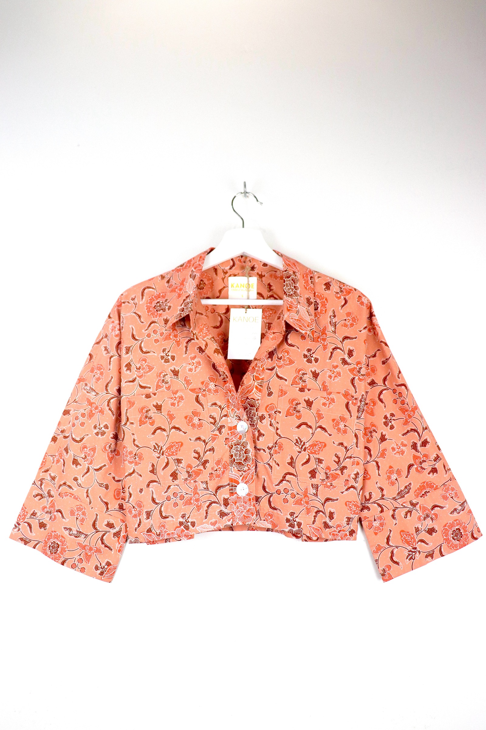 Utilitarian Cropped Batik Shirt - Tangerine Dream