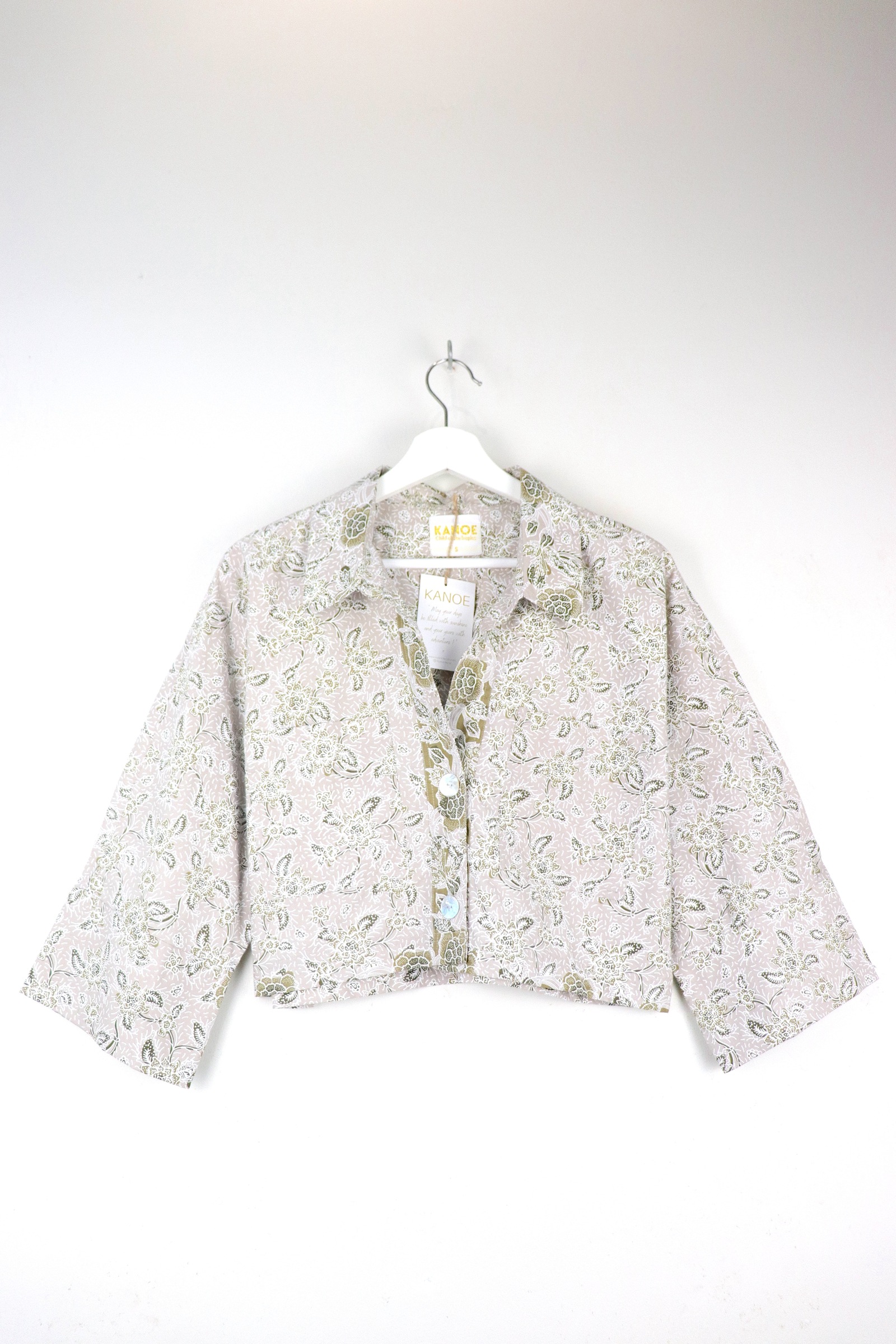 Utilitarian Cropped Batik Shirt - Silver Serenity