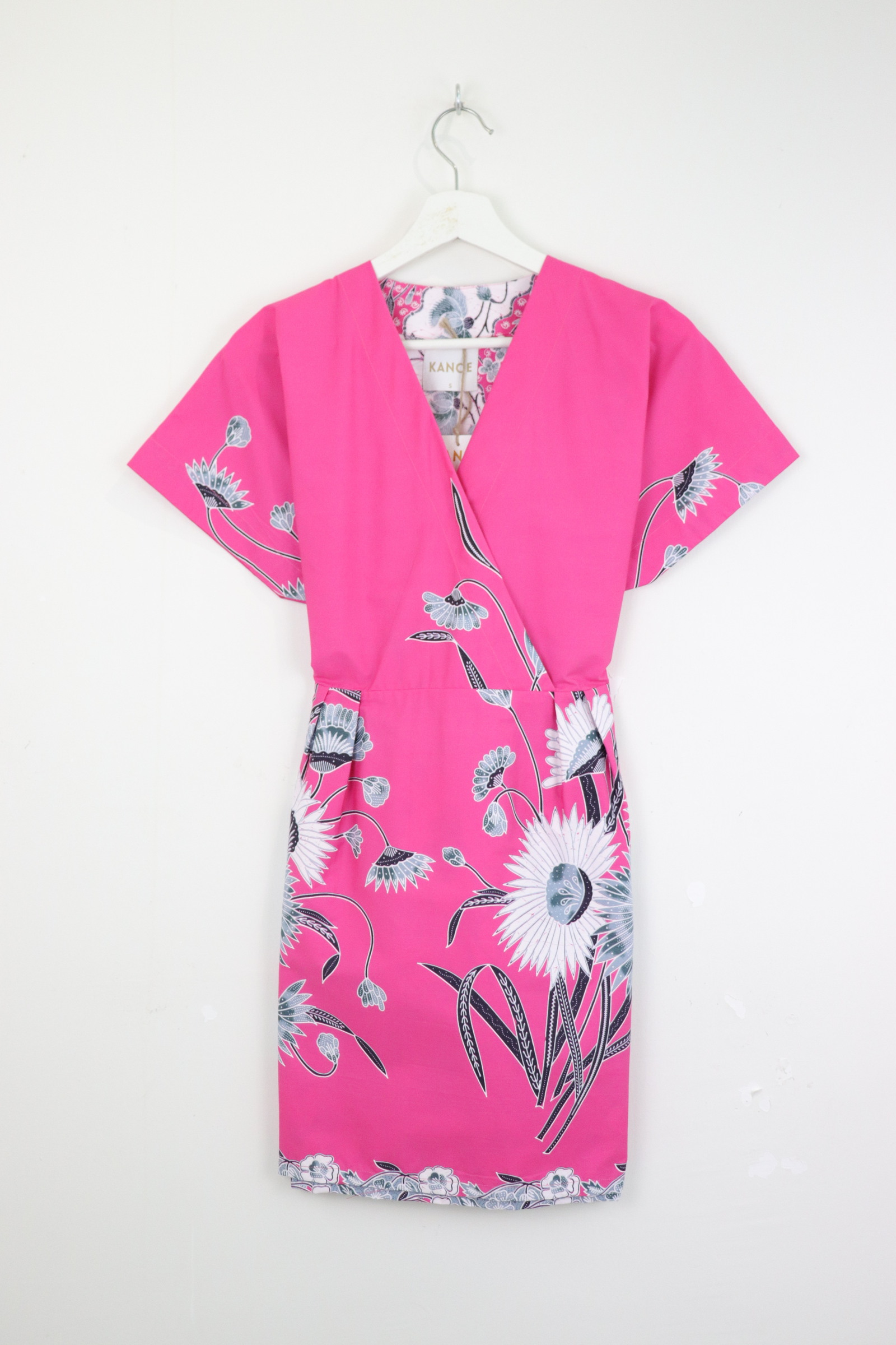 Kimono Wrap Dress [ Short ] [ S ] - Fuchsia Bloom