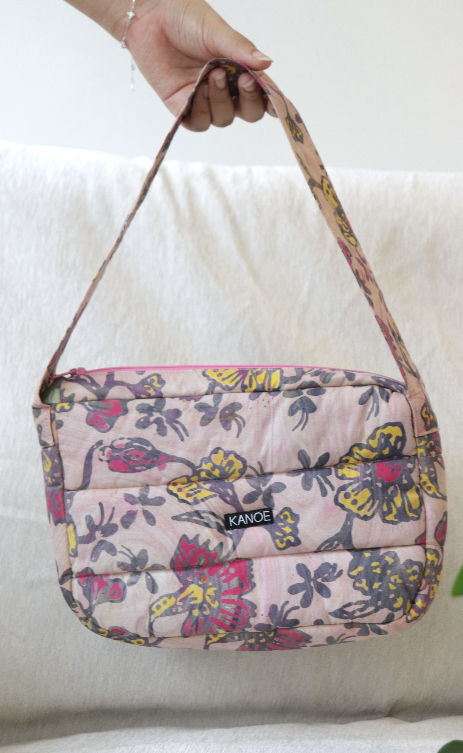 Puffy Batik Bag - Peachy Twirl  [ Handmade ]