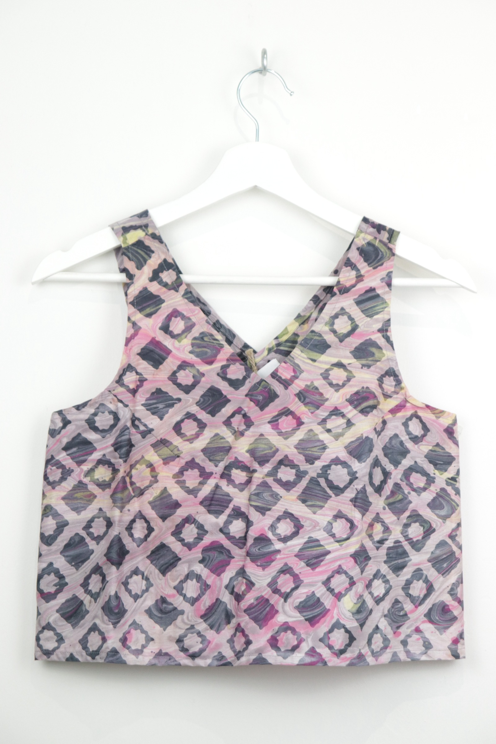 Crossback Batik Top - Ivory Tiles [ Handmade ] [ S ]
