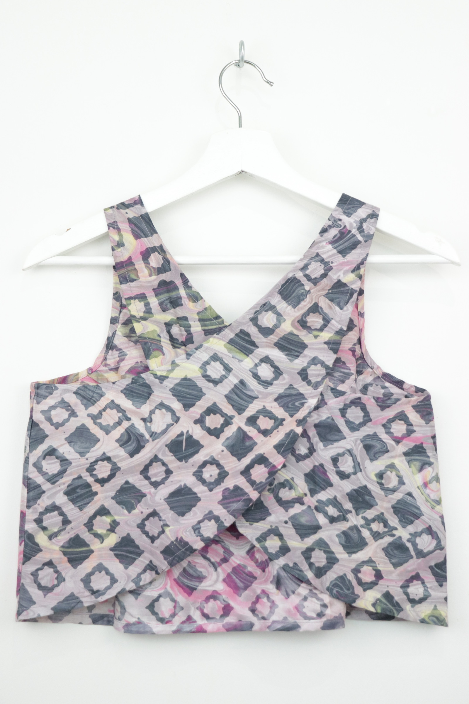 Crossback Batik Top - Ivory Tiles [ Handmade ] [ S ]