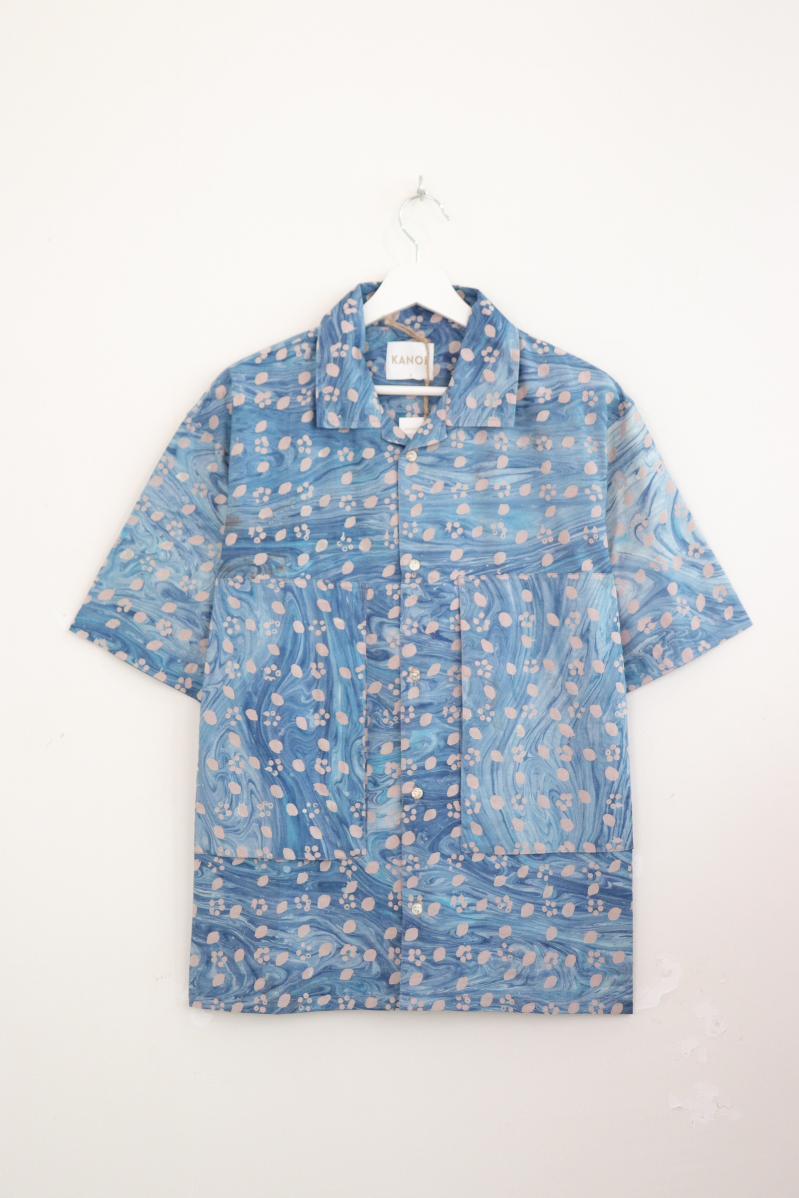 Men's Oversized Pockets Shirt - Sago Waves [ Handmade Batik ]