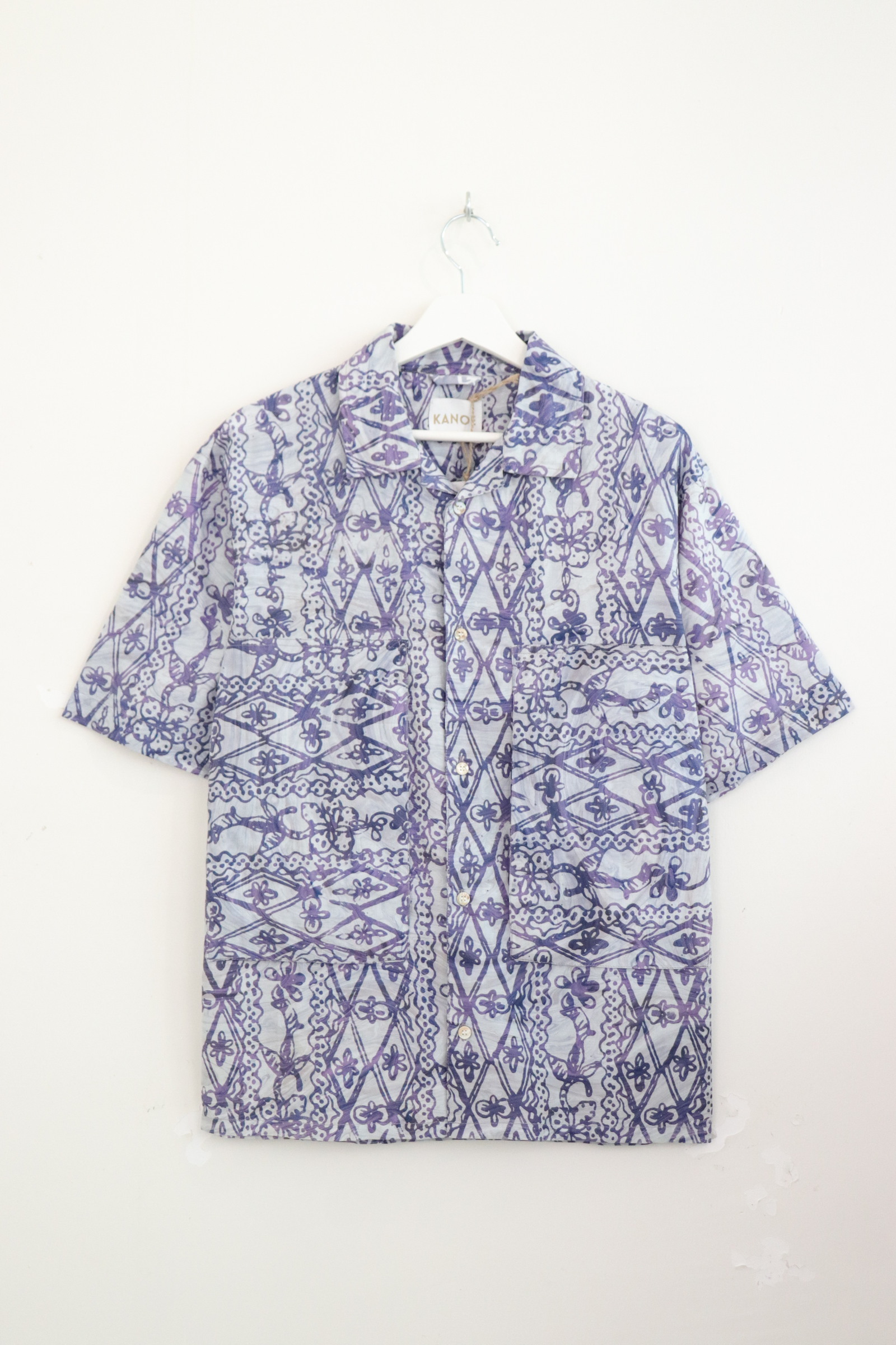 Men's Oversized Pockets Shirt - Keladi Lapis [ Handmade Batik ]