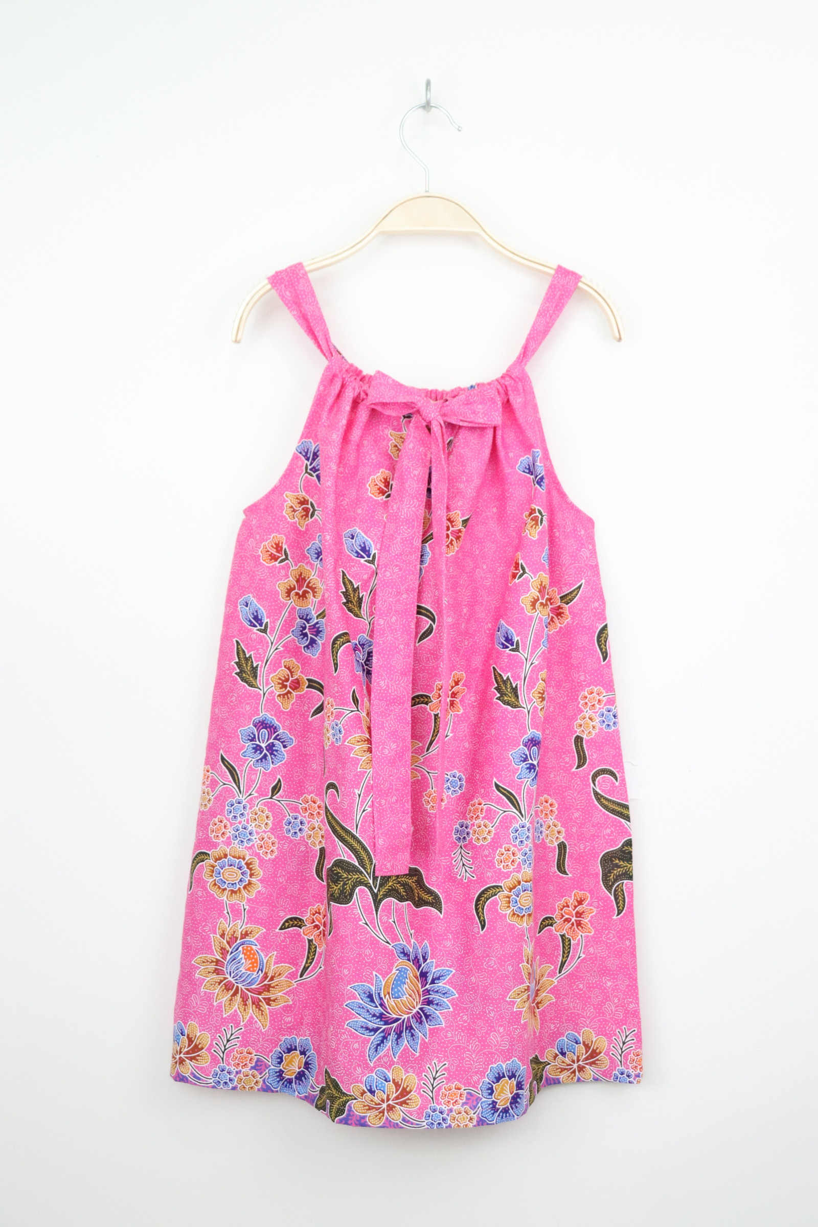 Girl's Drawstring Batik Dress - Barbie
