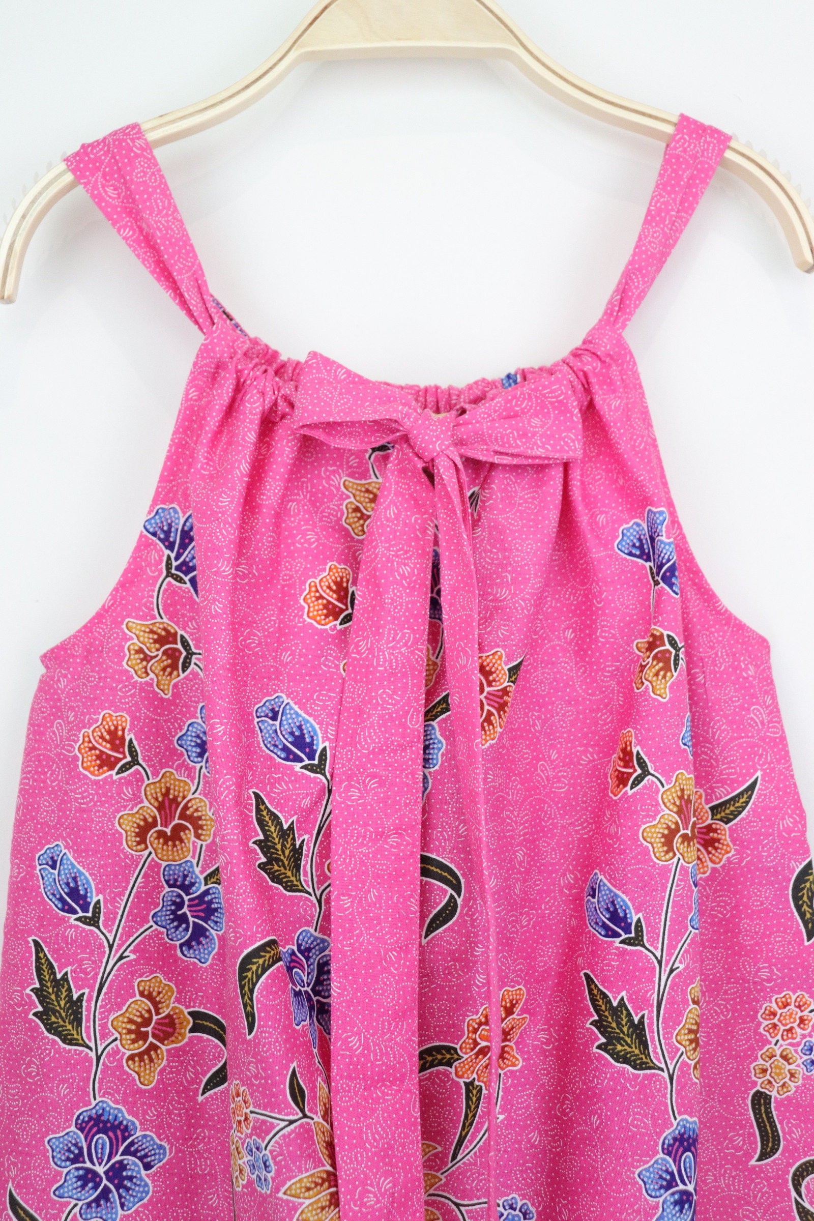 Girl's Drawstring Batik Dress - Barbie