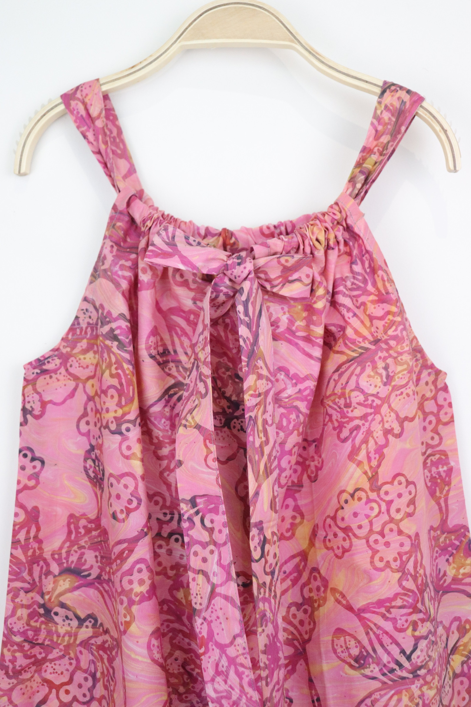 Girl's Drawstring Batik Dress - Strawberrry Shortcake [ Handmade ]