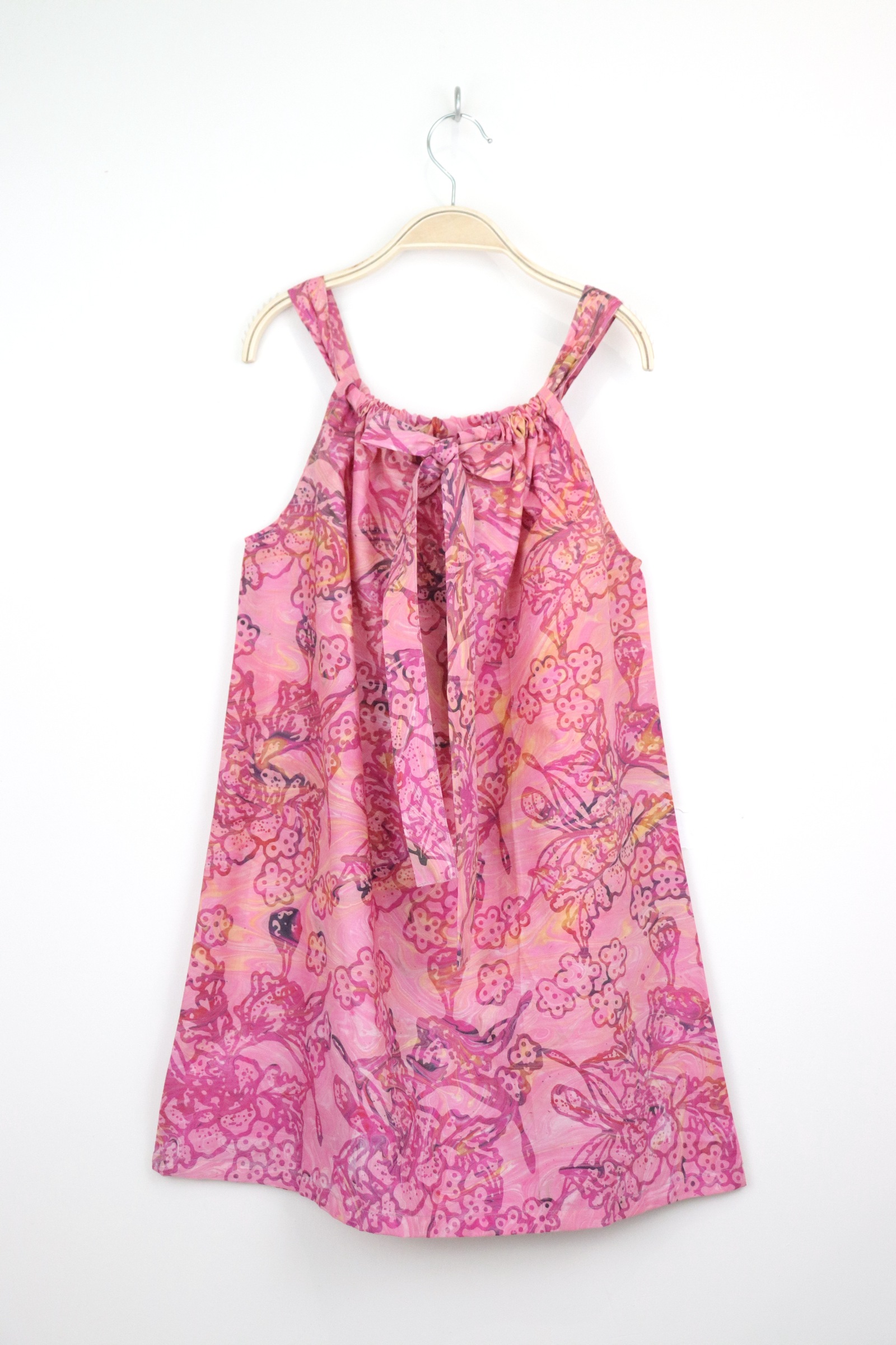 Girl's Drawstring Batik Dress - Strawberrry Shortcake [ Handmade ]