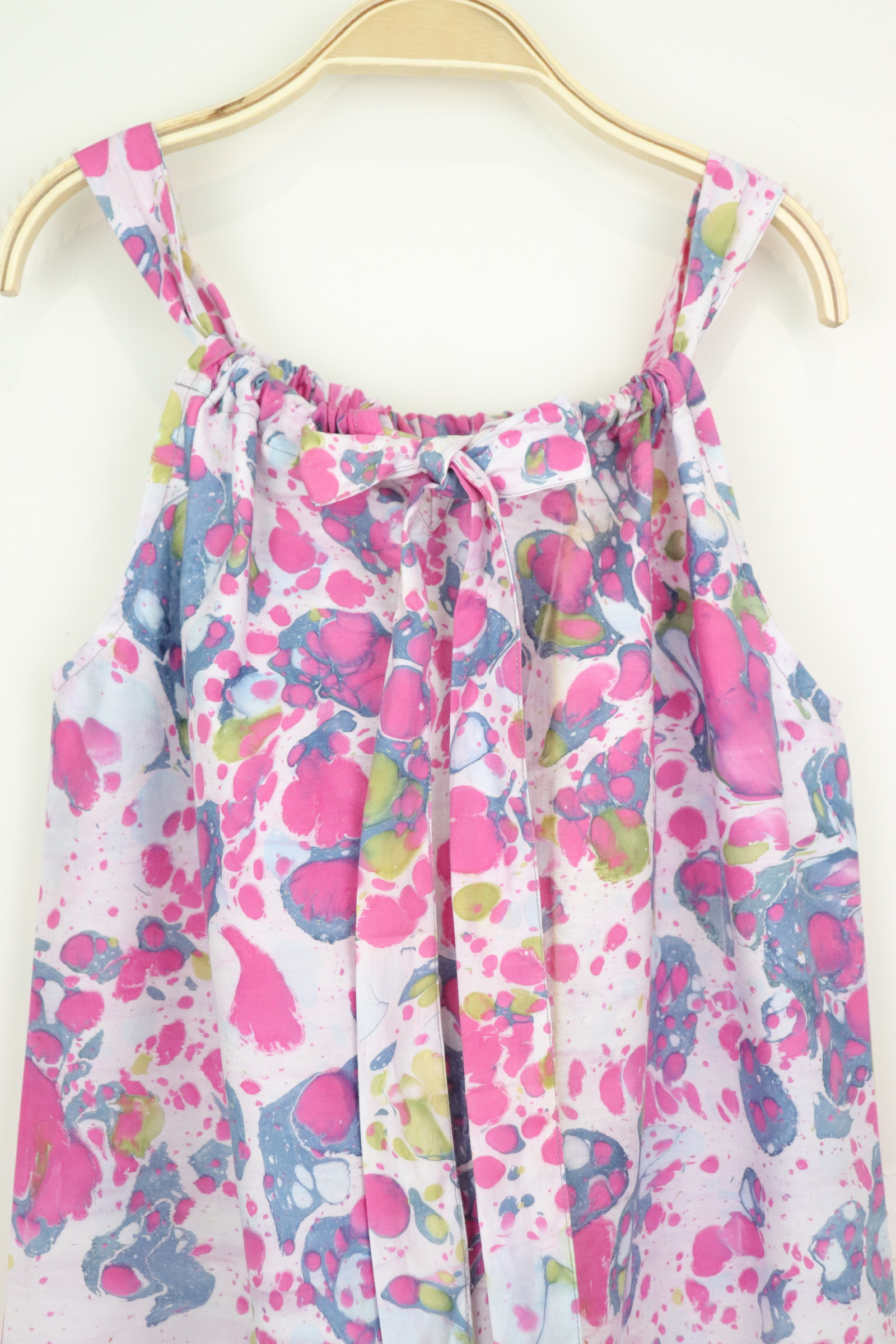 Girl's Drawstring Batik Dress - Bubblegum [ Handmade ]