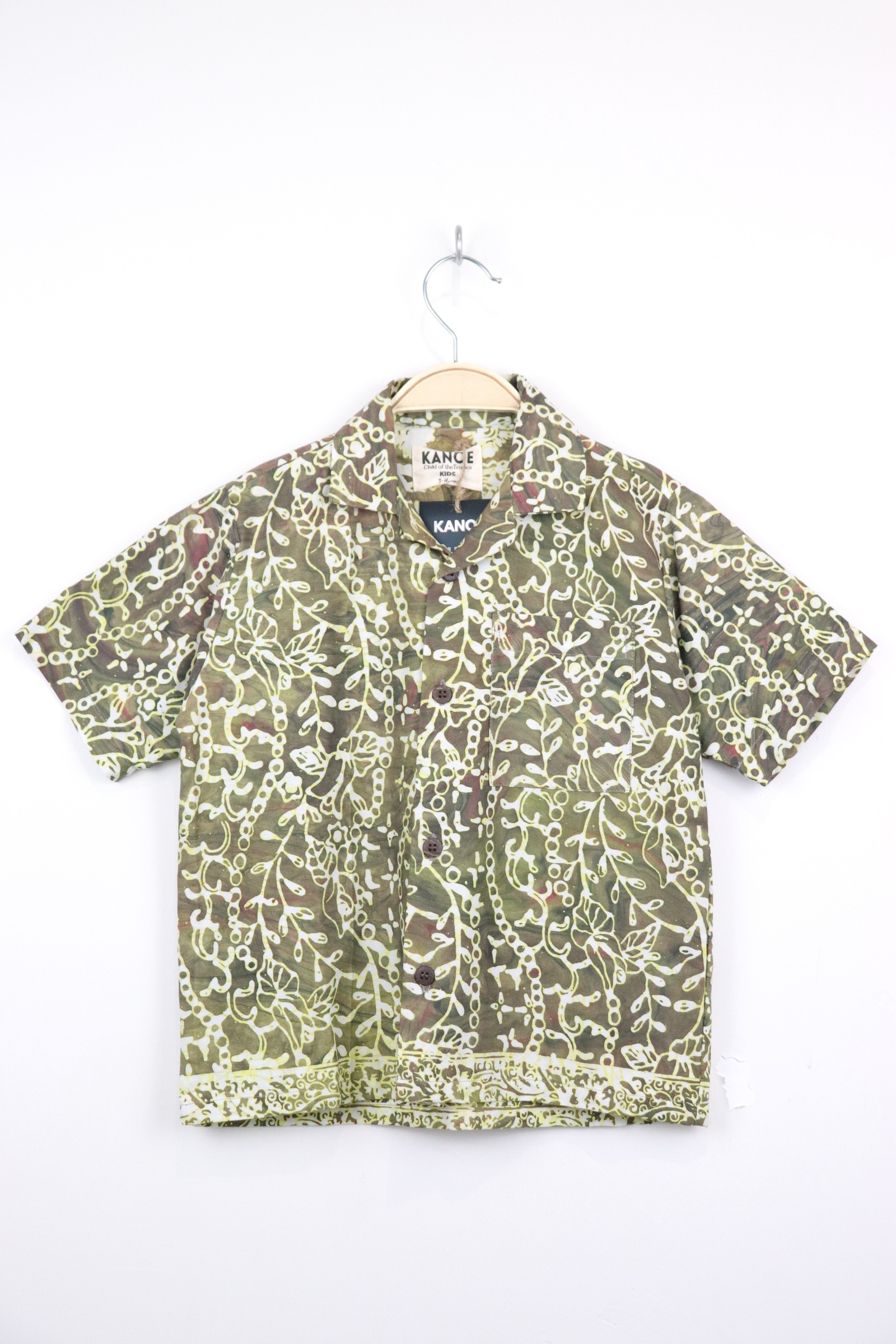 Boy's Open Collar Pocket Shirt - Sunshine Vines [ Handmade ]