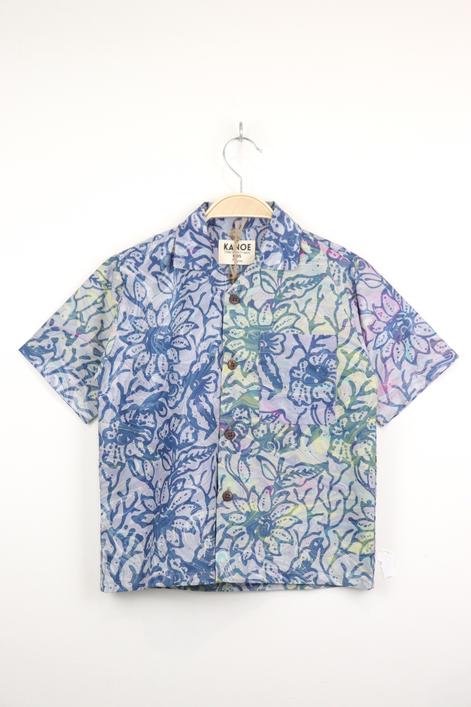 Boy's Open Collar Pocket Shirt - Tropic Tides [ Handmade ]