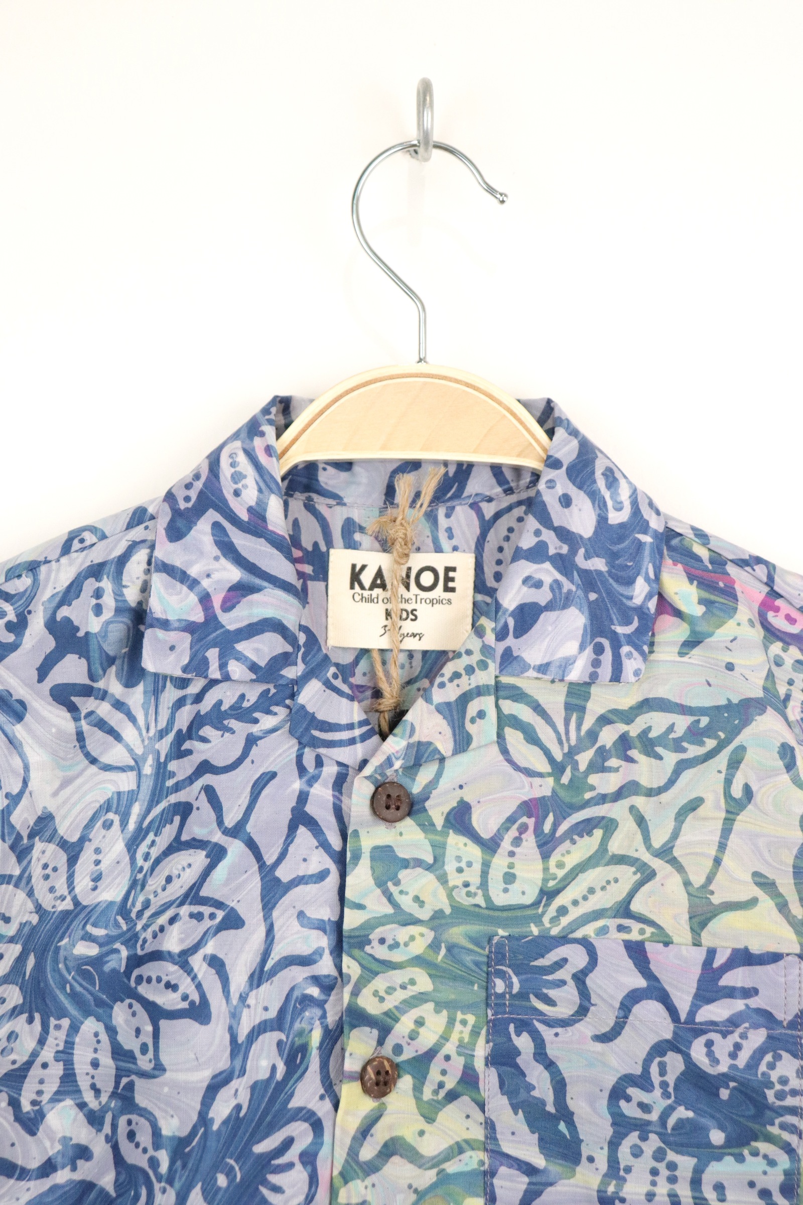 Boy's Open Collar Pocket Shirt - Tropic Tides [ Handmade ]