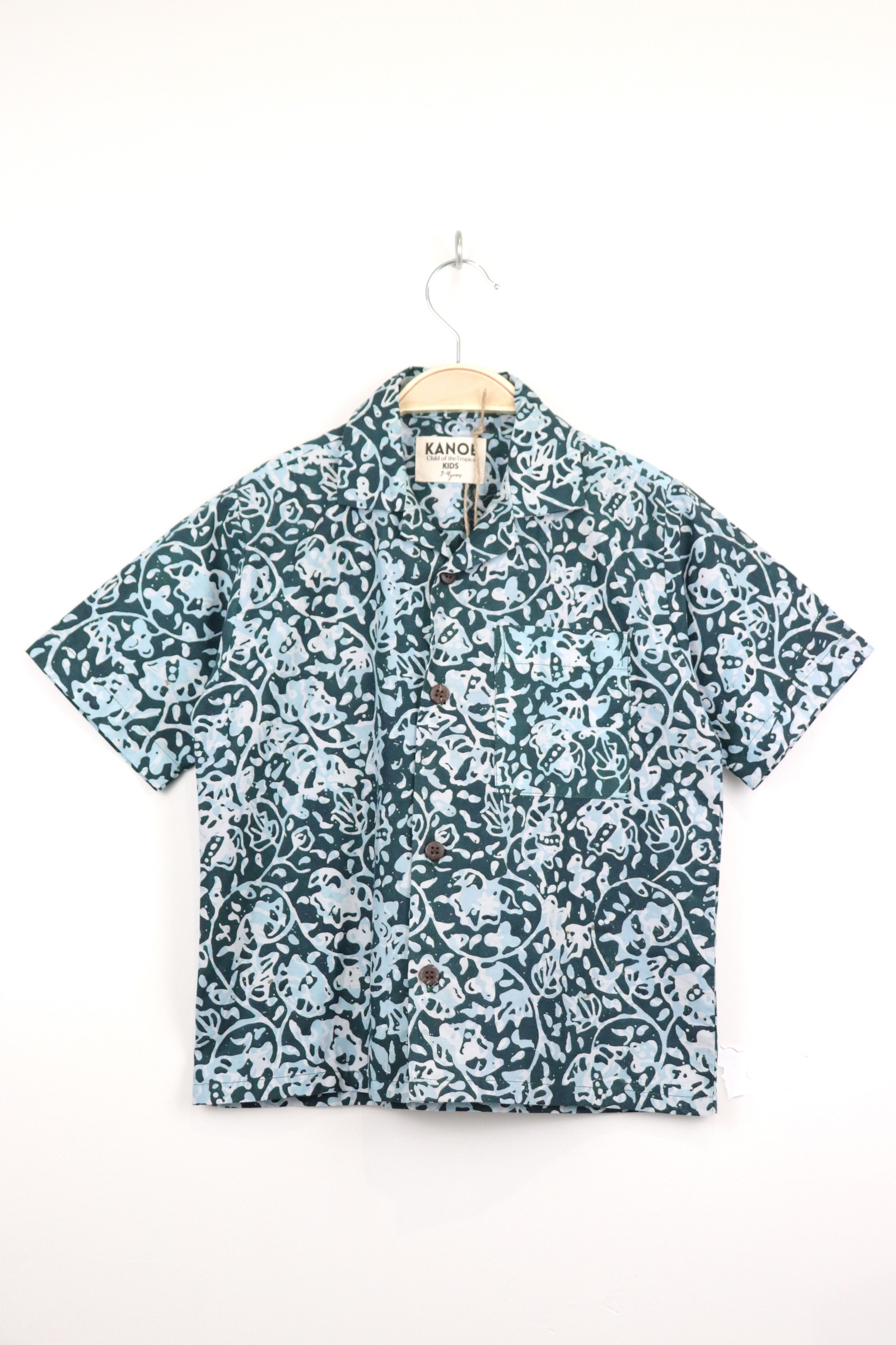 Boy's Open Collar Pocket Shirt - Jungle Joy [ Handmade ]