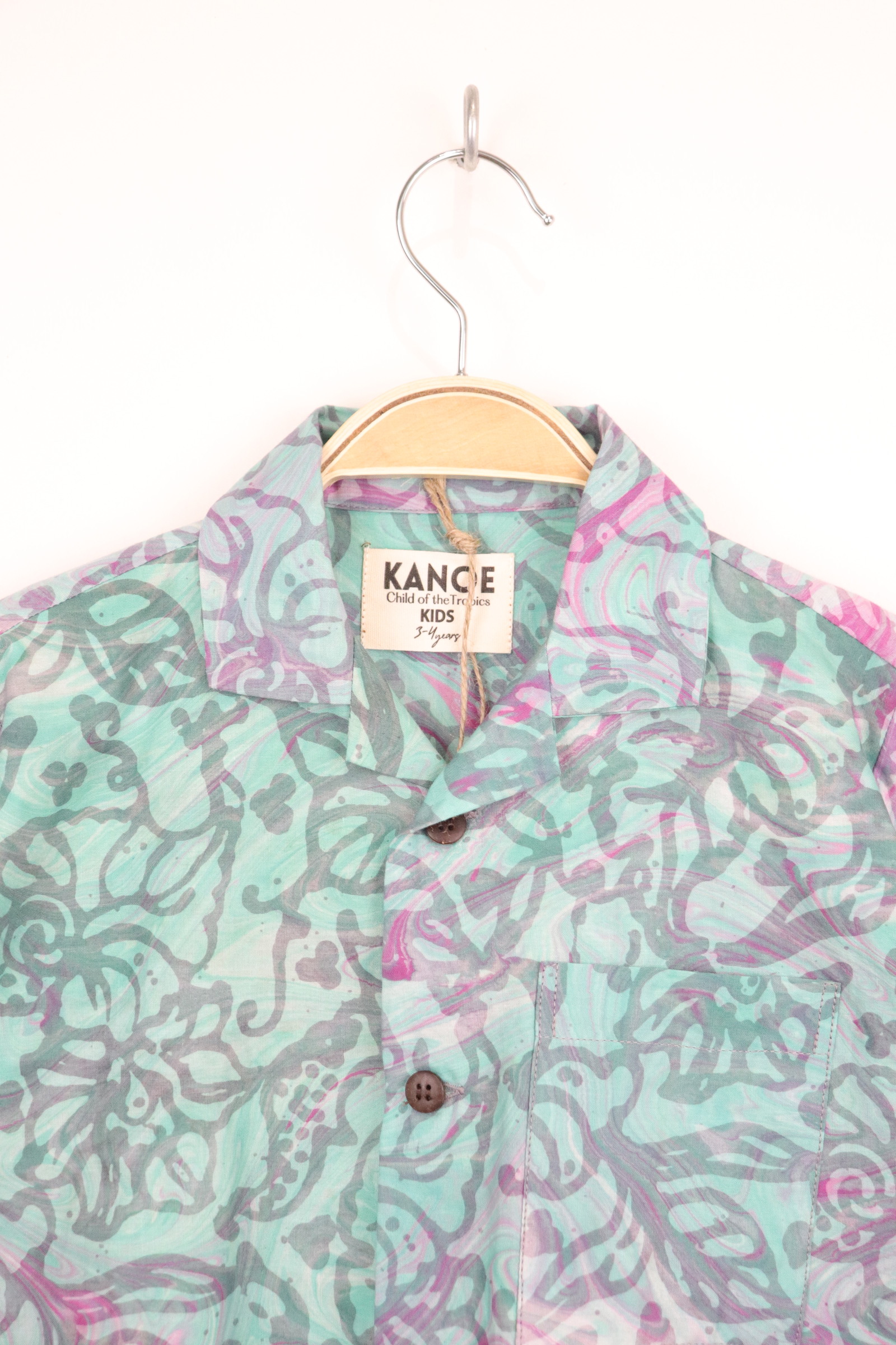 Boy's Open Collar Pocket Shirt - Little Oasis [ Handmade ]