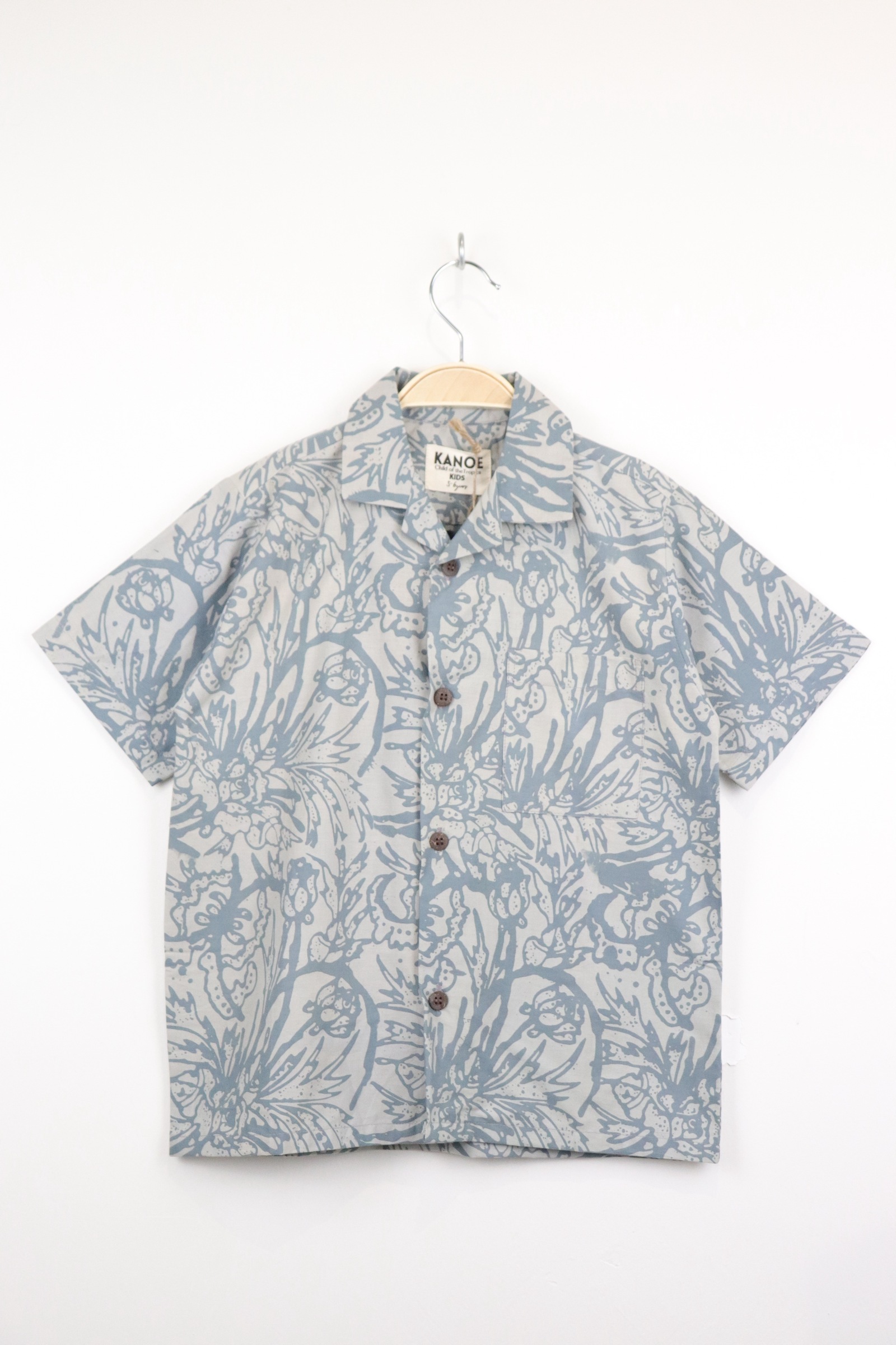 Boy's Open Collar Pocket Shirt - Grey Voyage [ Handmade ]