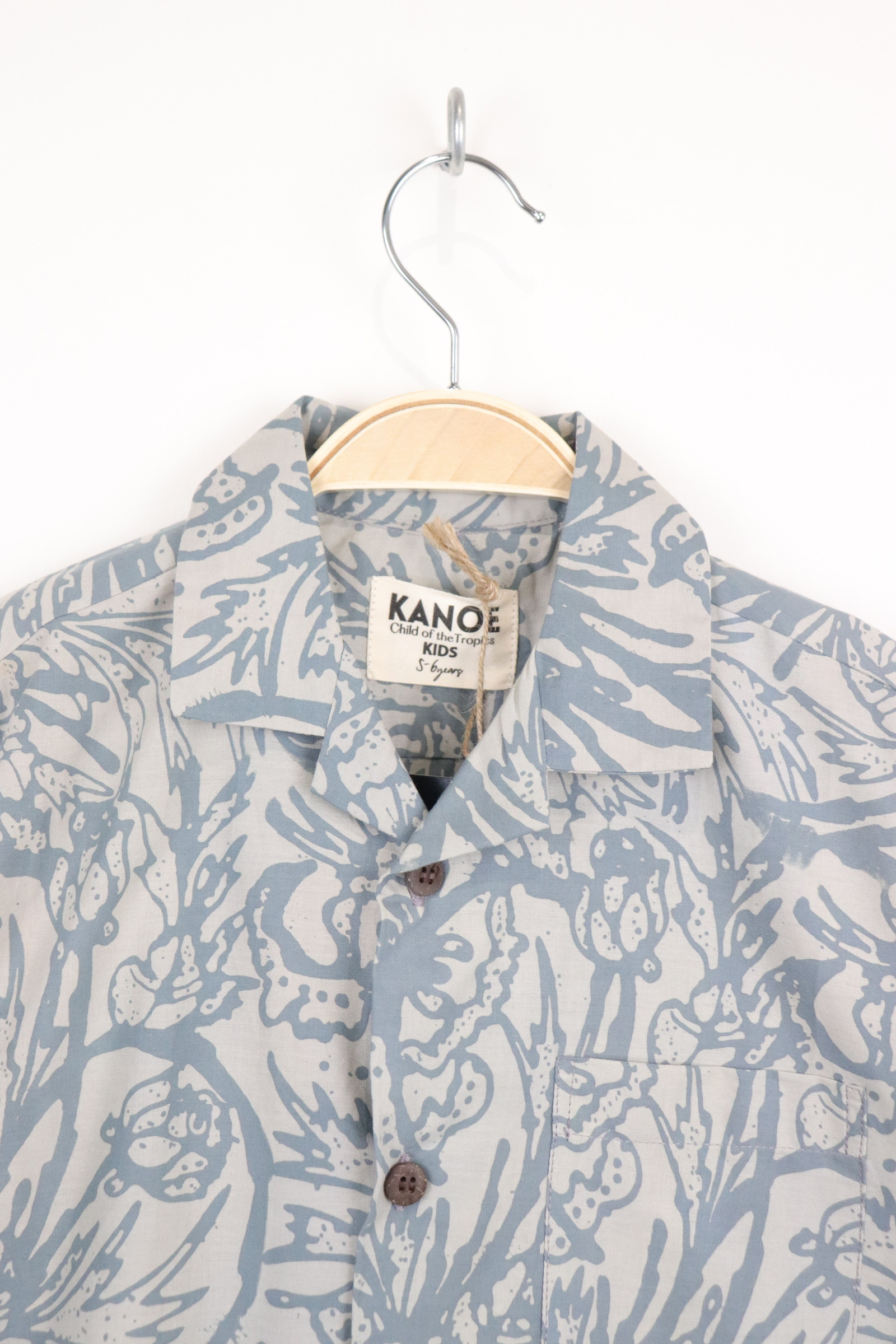 Boy's Open Collar Pocket Shirt - Grey Voyage [ Handmade ]